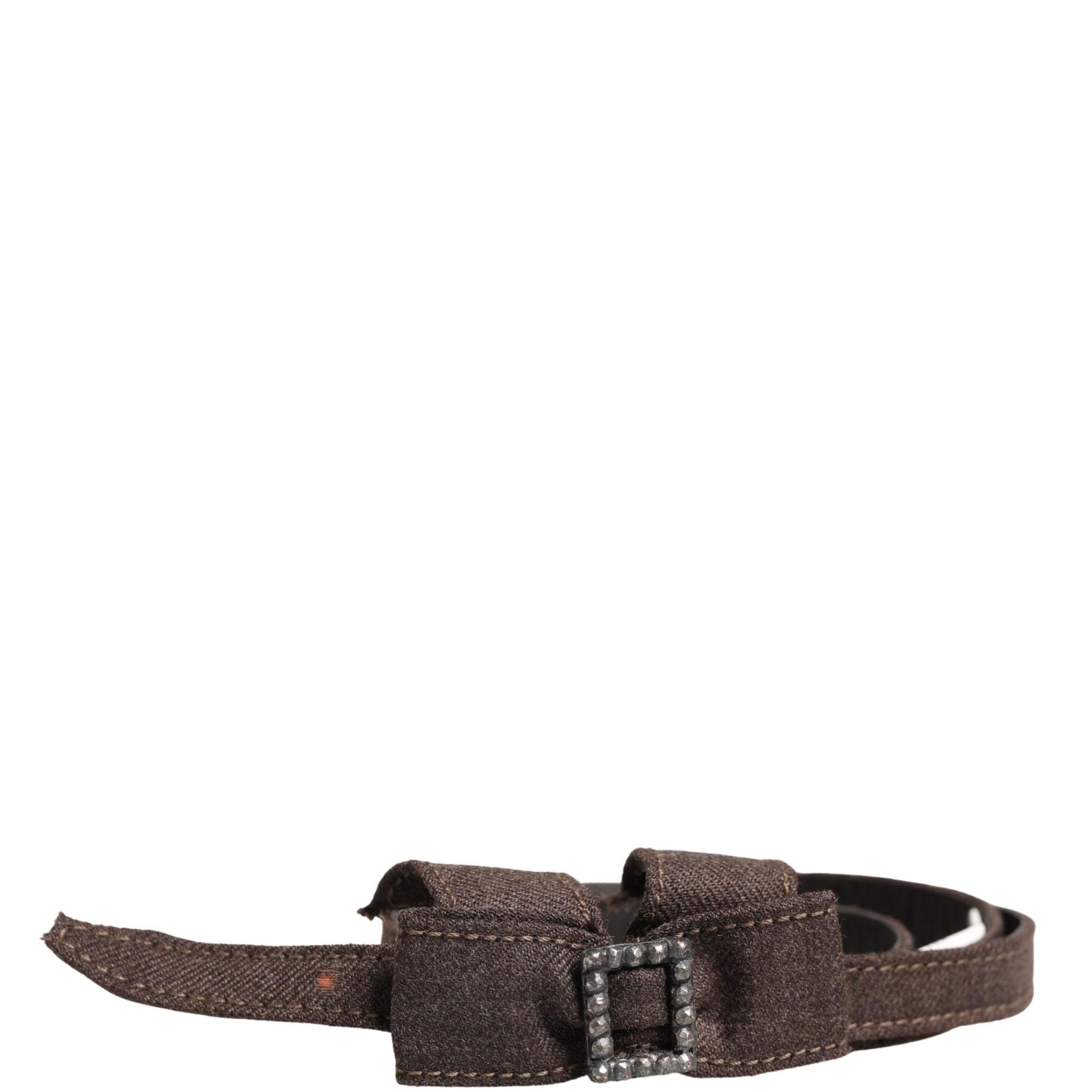 Ermanno Scervino Dark Brown Wool Bow Embellished Buckle Belt