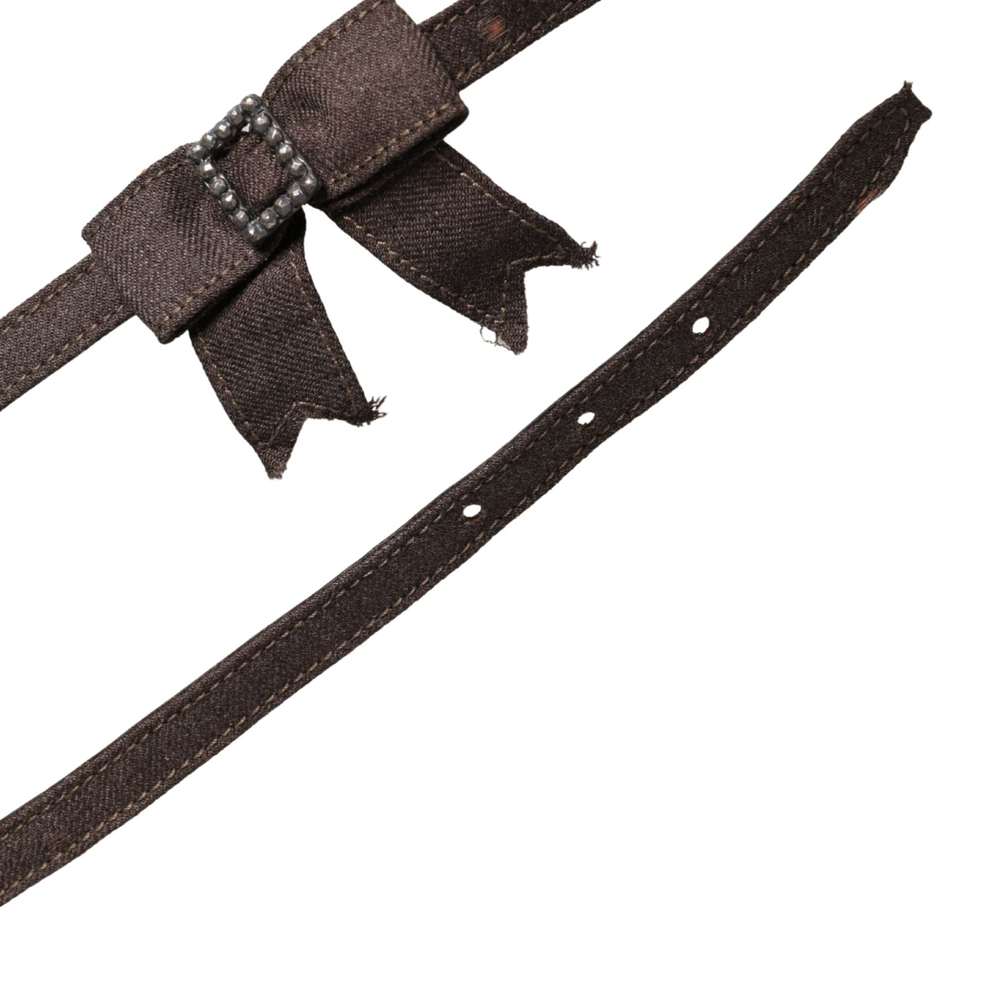 Ermanno Scervino Dark Brown Wool Bow Embellished Buckle Belt