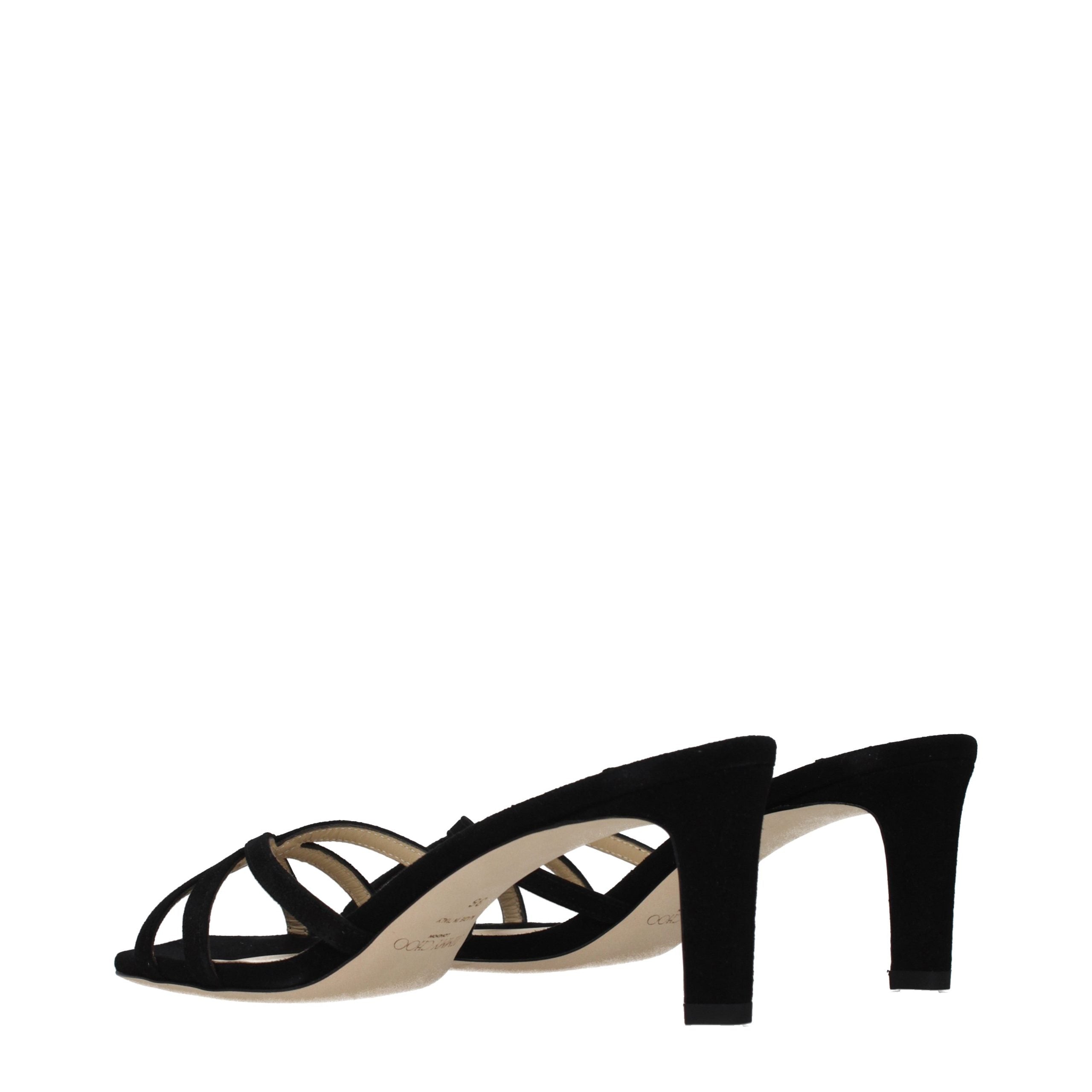 Jimmy Choo Black Leather Platform Sandals