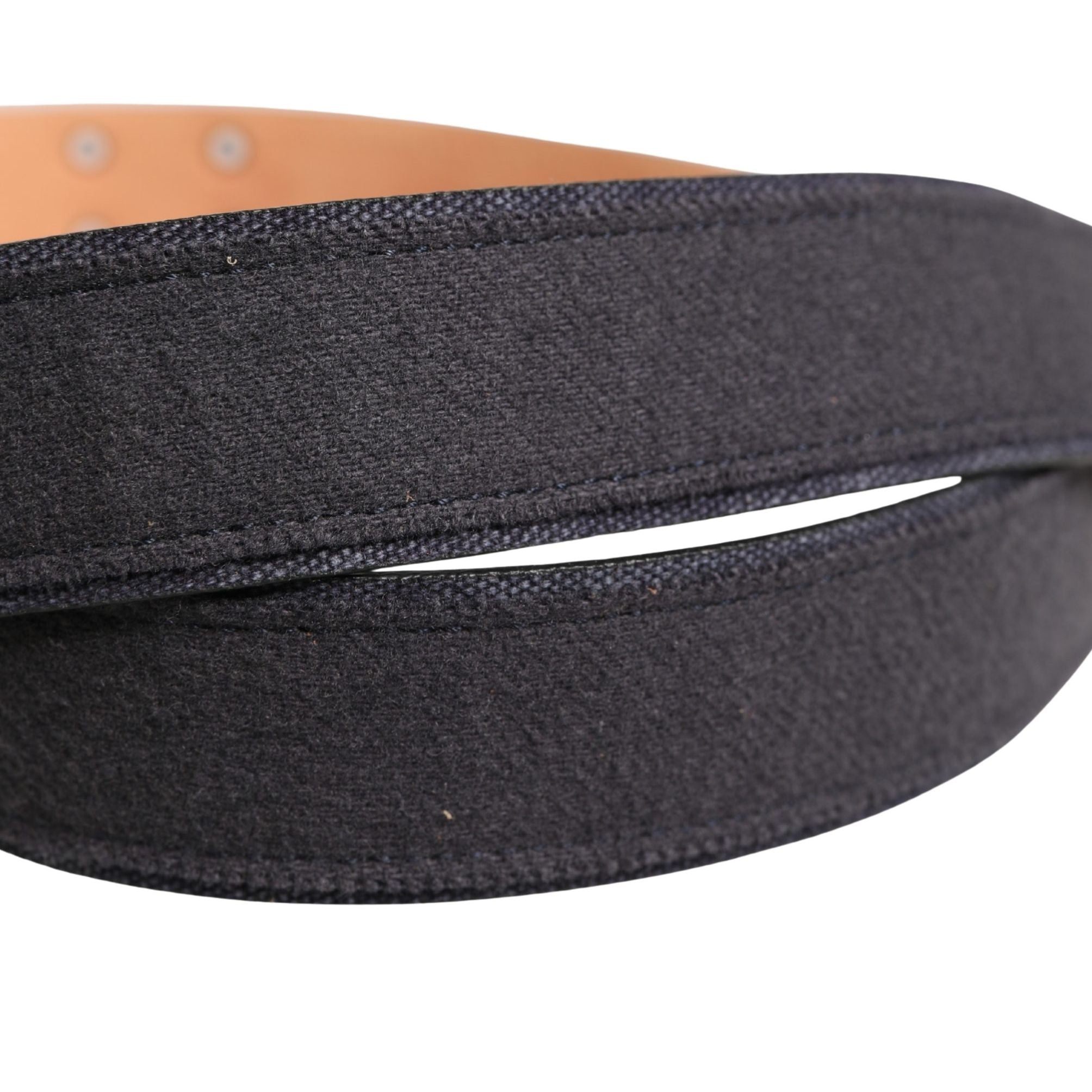 Ermanno Scervino Black Wool Cotton Logo Metal Buckle Belt