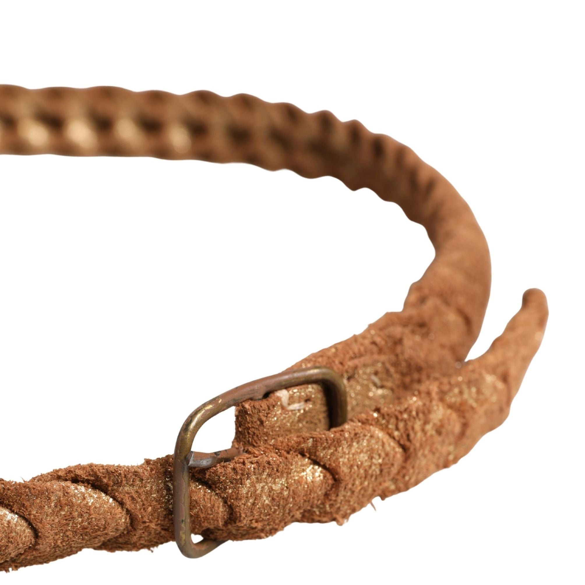 Ermanno Scervino Brown Leather Braided Metal Buckle Belt