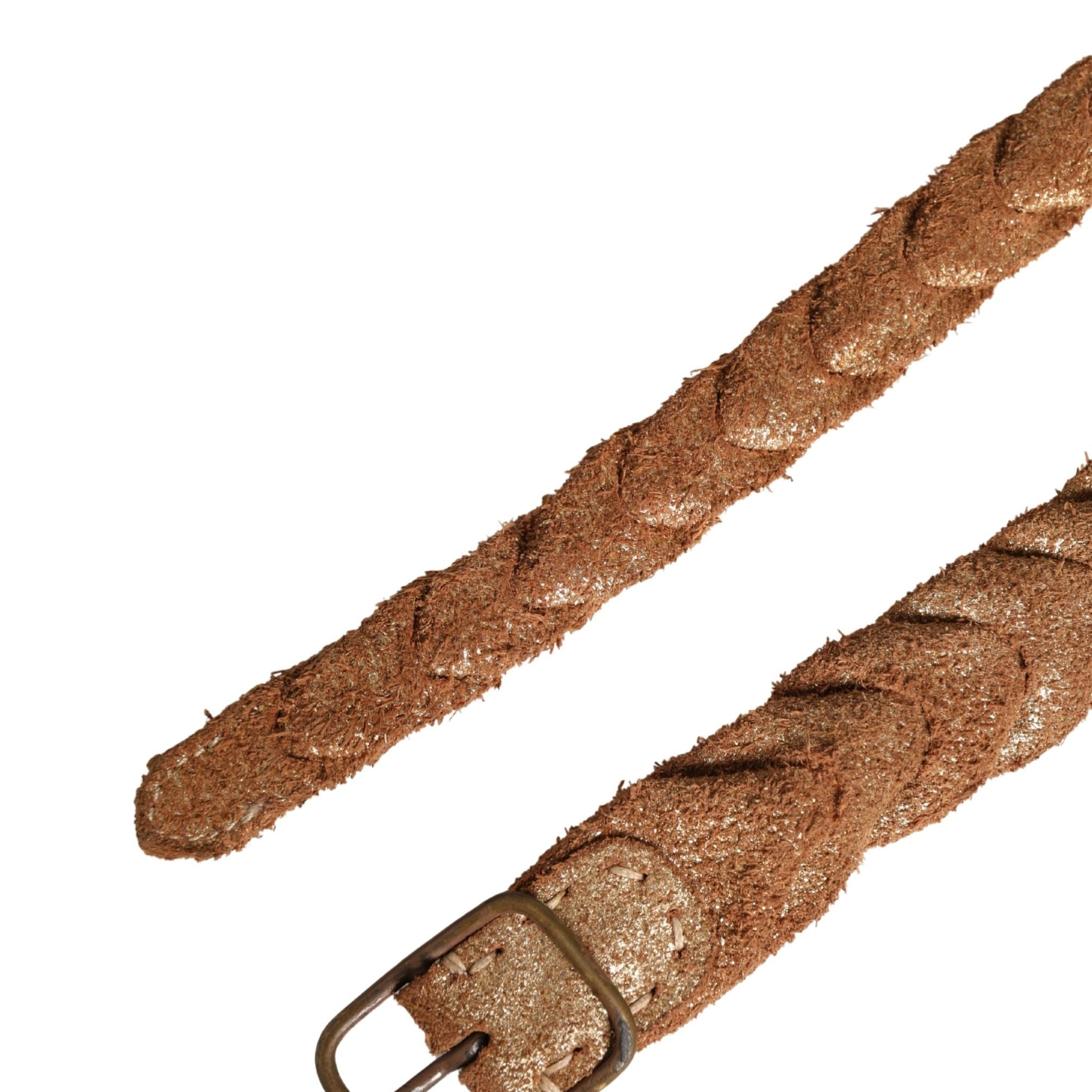 Ermanno Scervino Brown Leather Braided Metal Buckle Belt