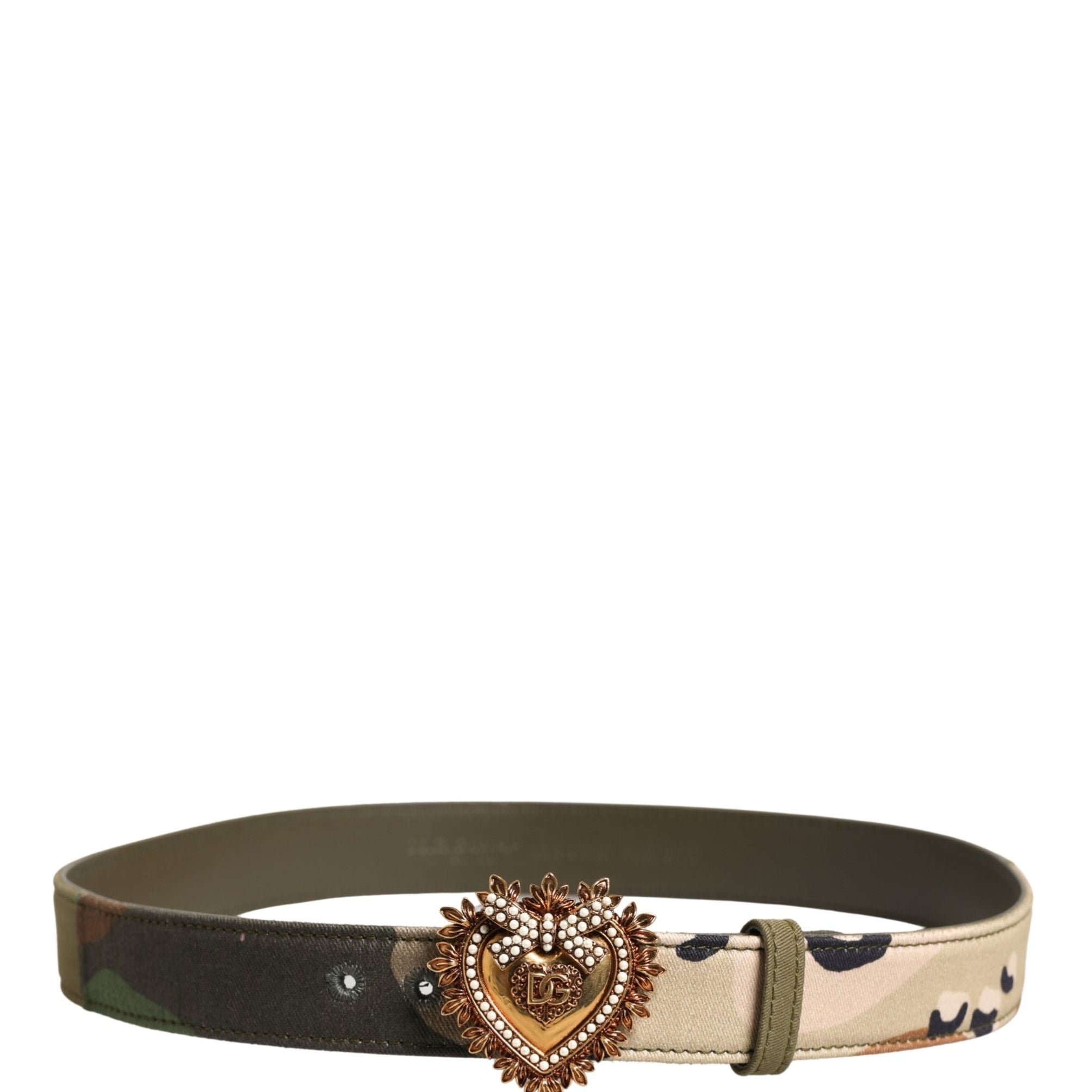 Dolce & Gabbana Green Camouflage Devotion Metal Buckle Belt