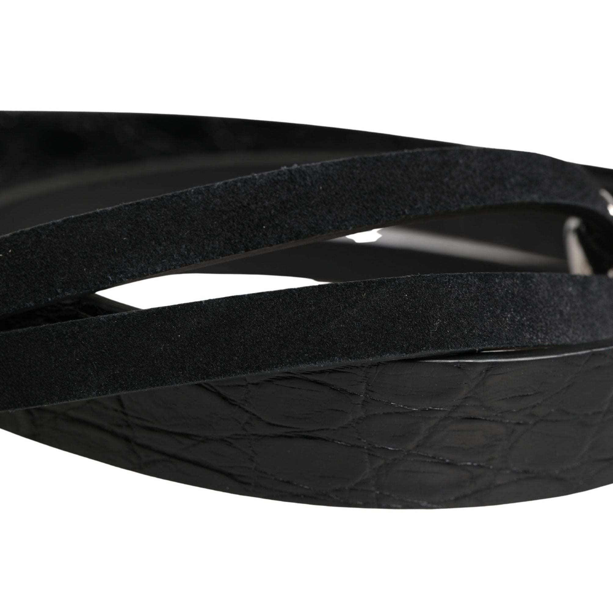 Dolce & Gabbana Black Exotic Leather Silver Metal Buckle Belt