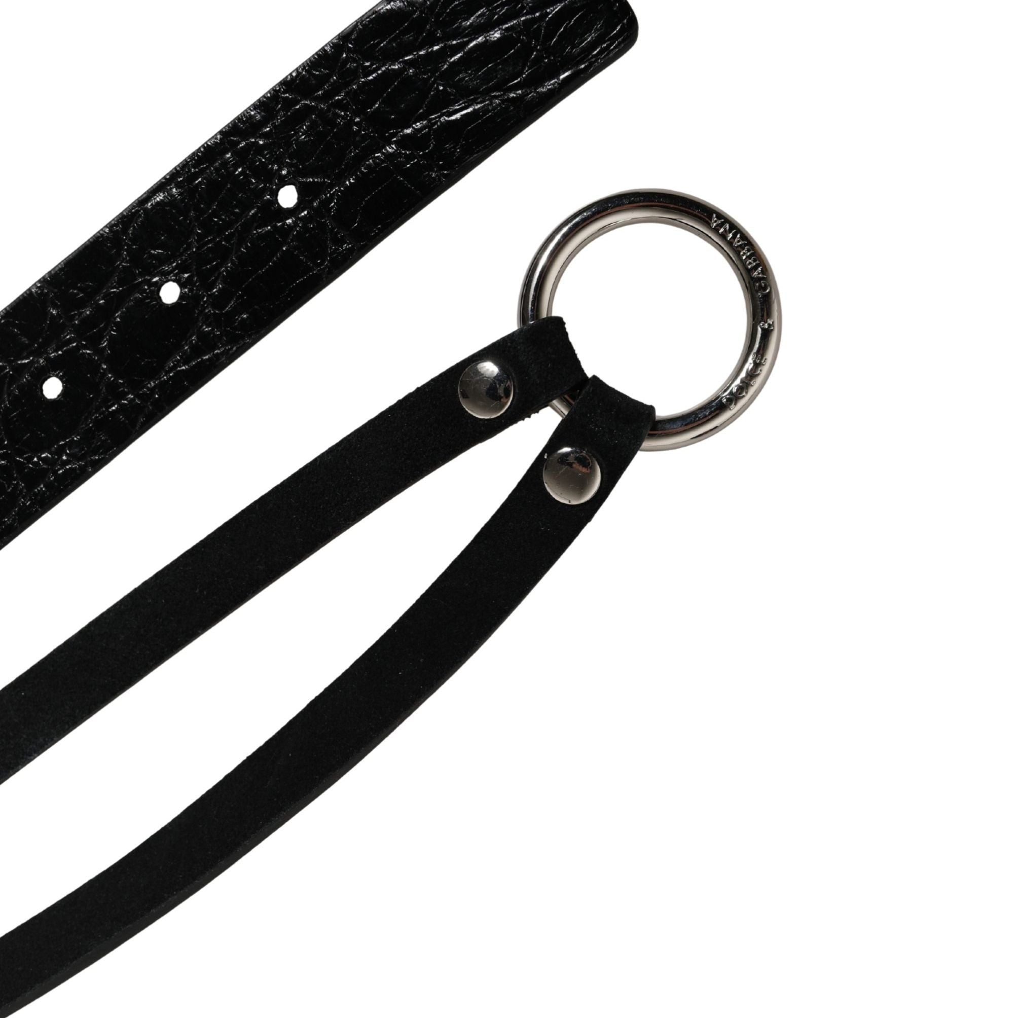 Dolce & Gabbana Black Exotic Leather Silver Metal Buckle Belt