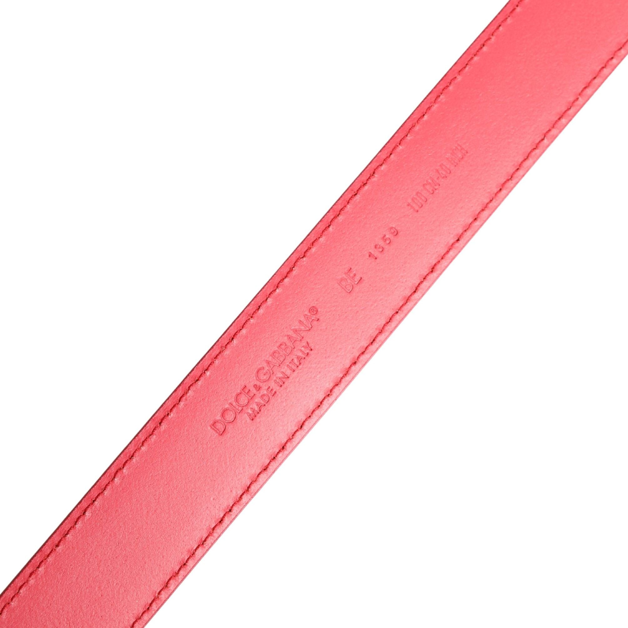 Dolce & Gabbana Pink Calf Leather Silver Metal Buckle Belt