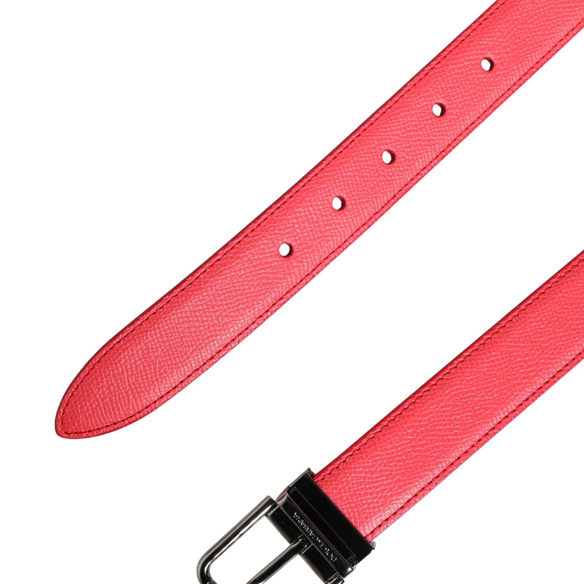 Dolce & Gabbana Pink Calf Leather Silver Metal Buckle Belt