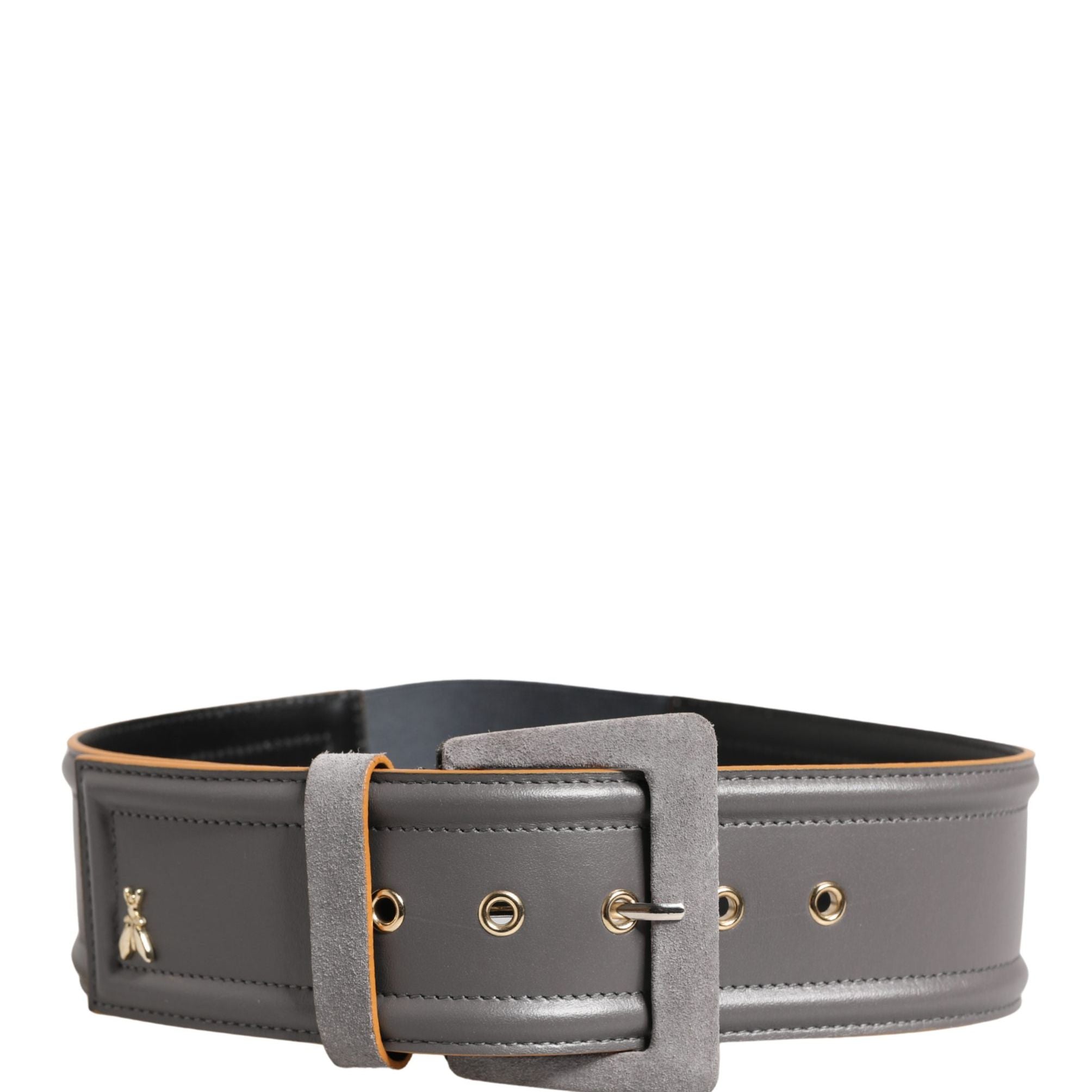 Patrizia Pepe Gray Genuine Leather Square Silver Metal Buckle Belt