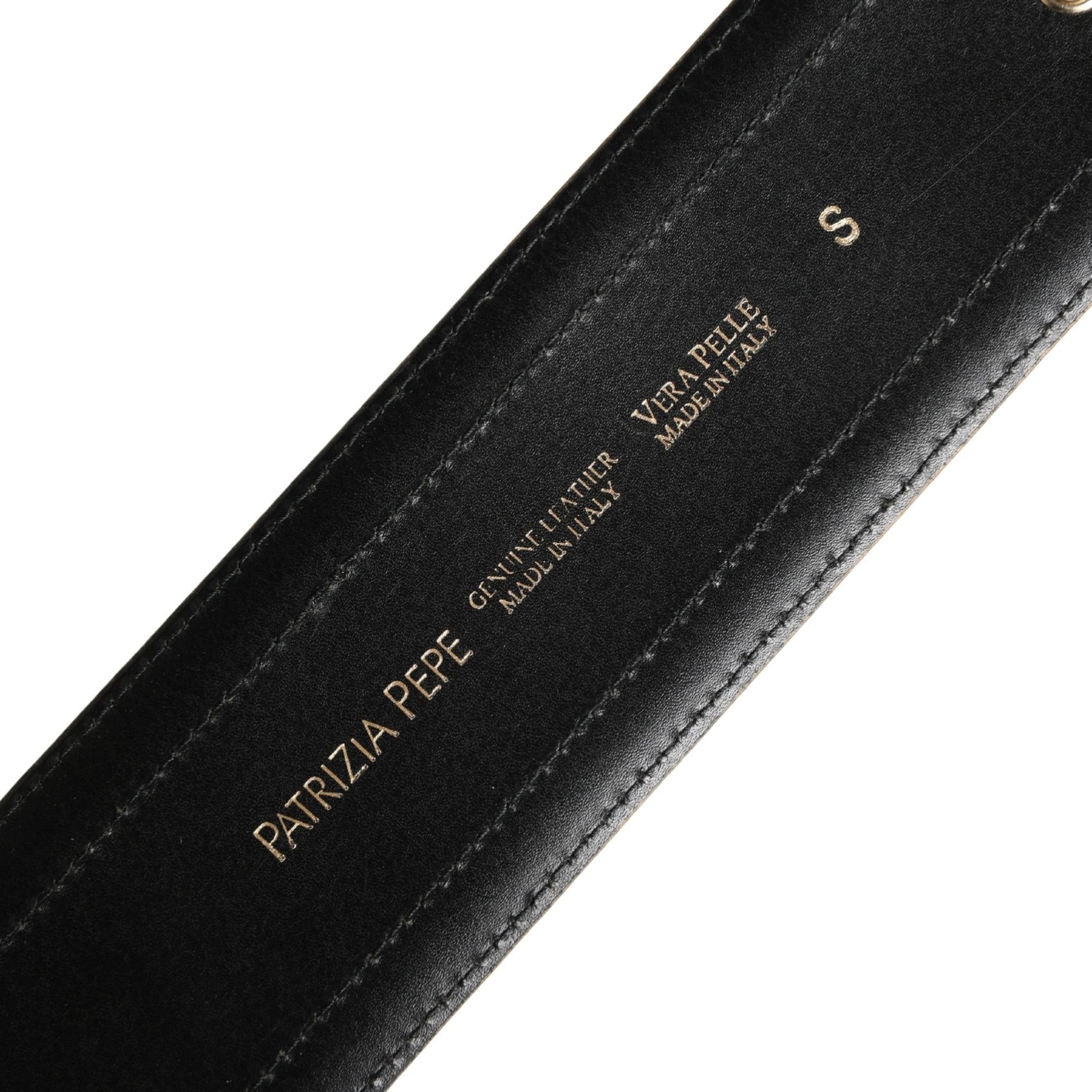 Patrizia Pepe Gray Genuine Leather Square Silver Metal Buckle Belt