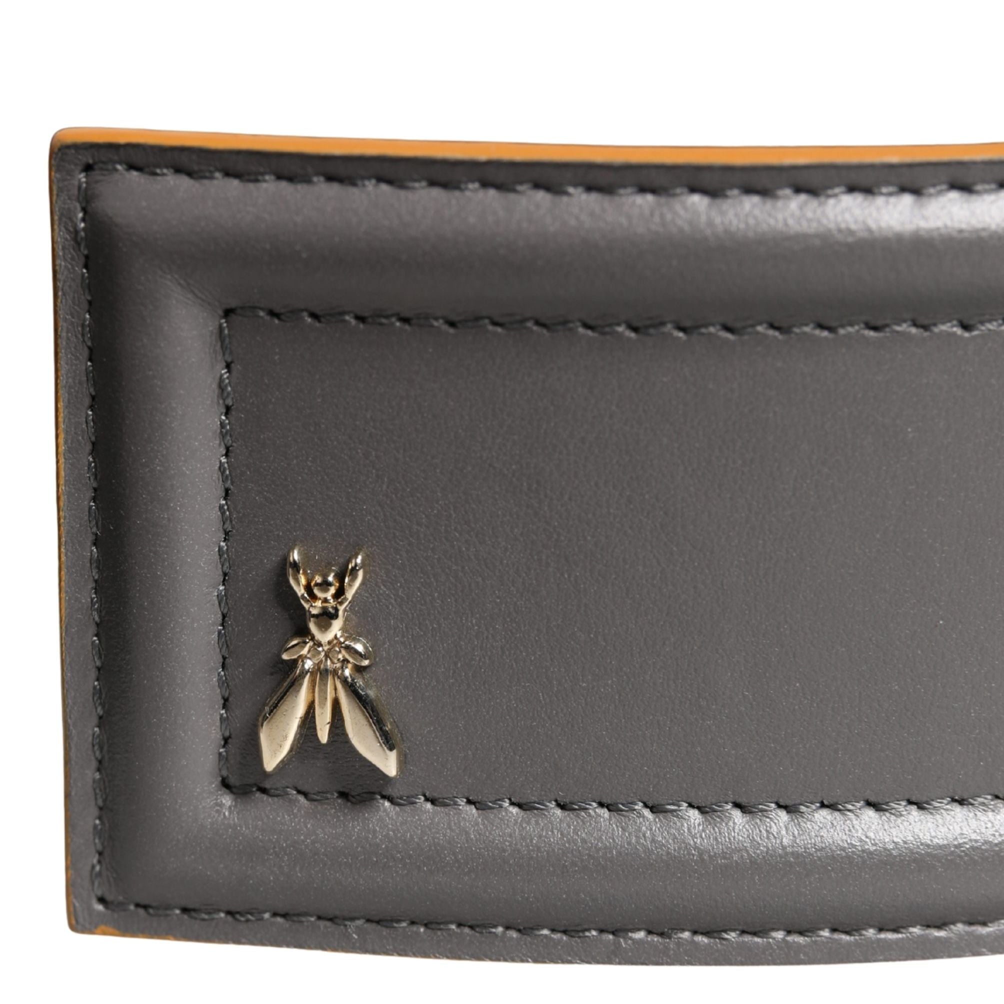 Patrizia Pepe Gray Genuine Leather Square Silver Metal Buckle Belt
