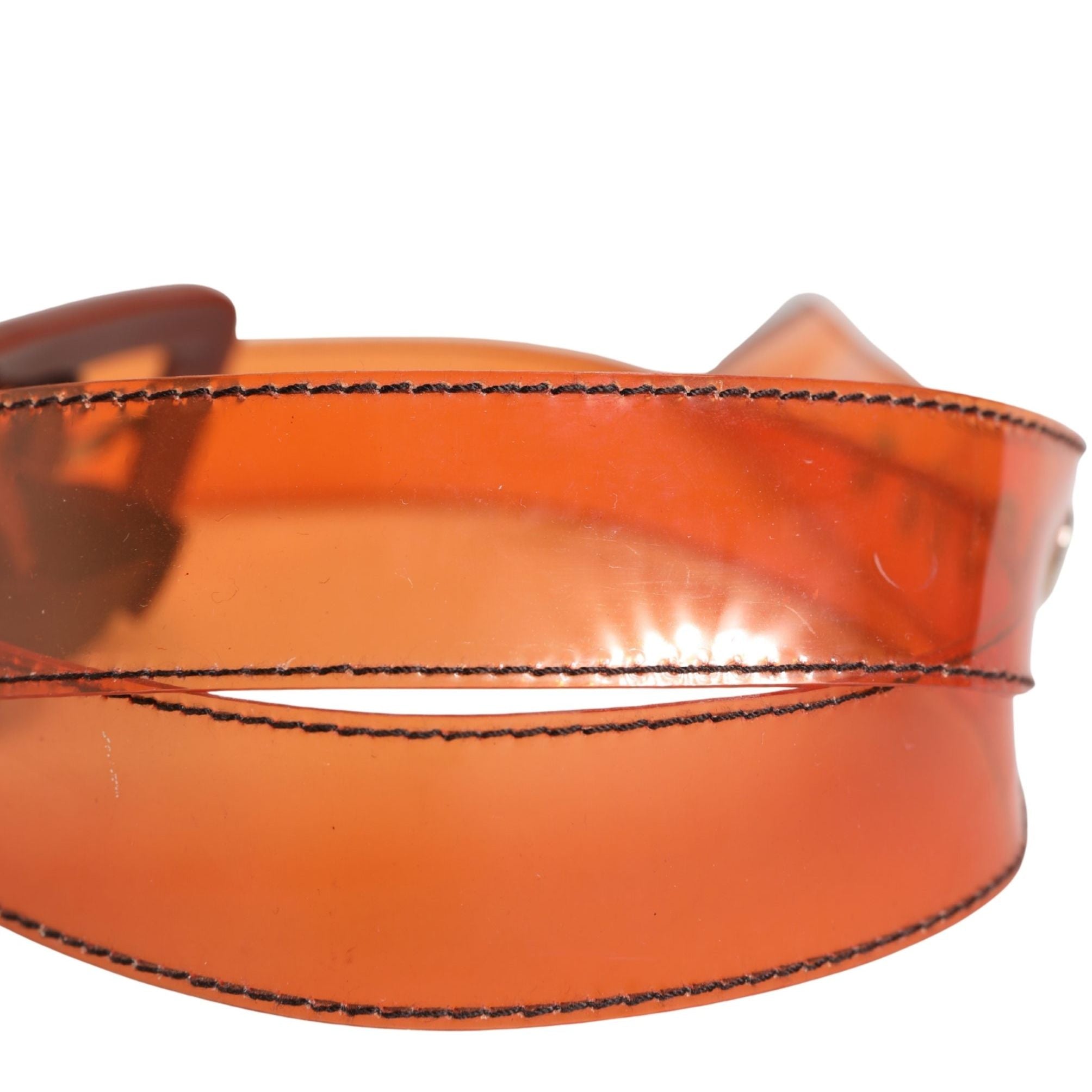 Miu Miu Orange PVC Waist Women Cintura Square Buckle Belt