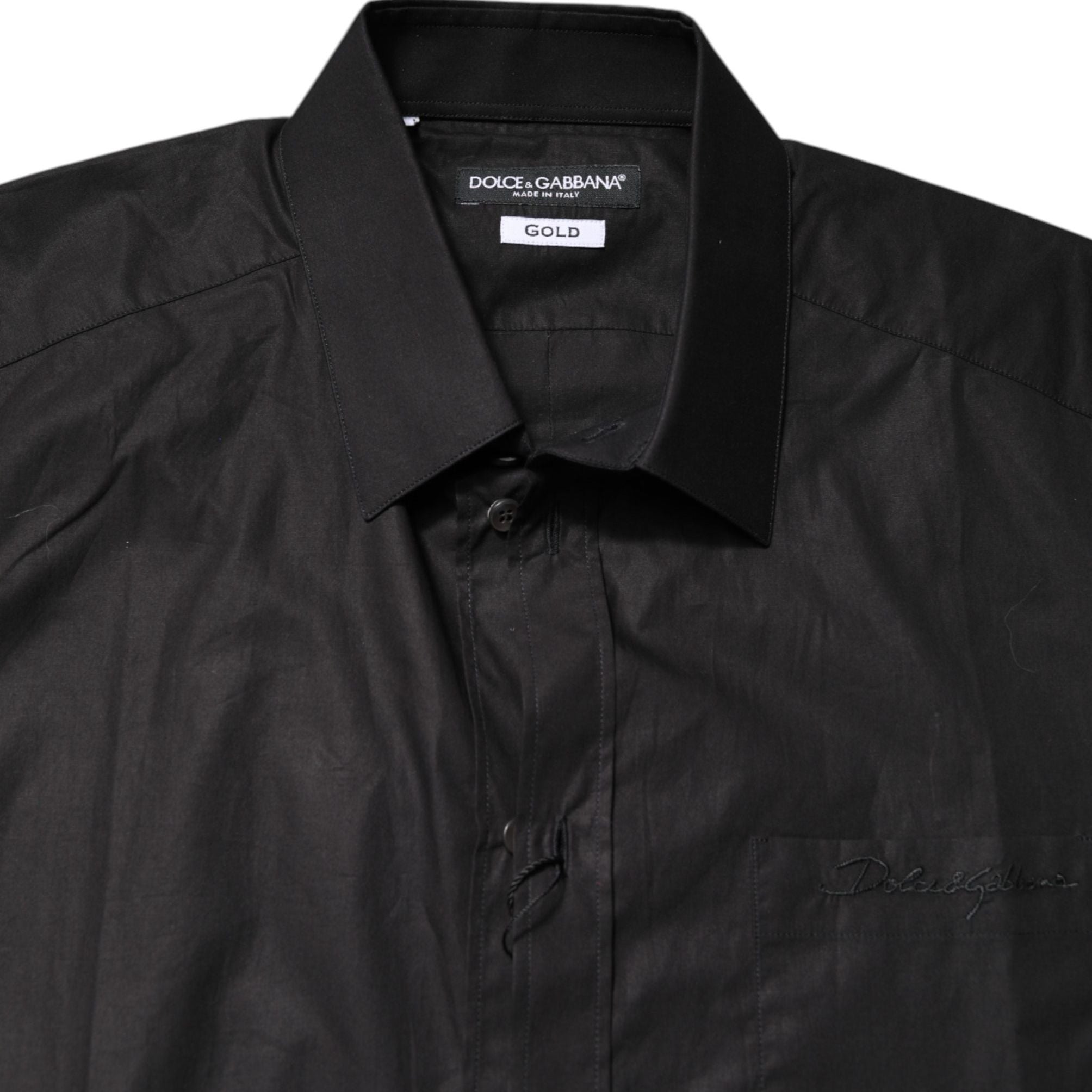 Dolce & Gabbana Black GOLD Cotton Collared Formal Dress Shirt