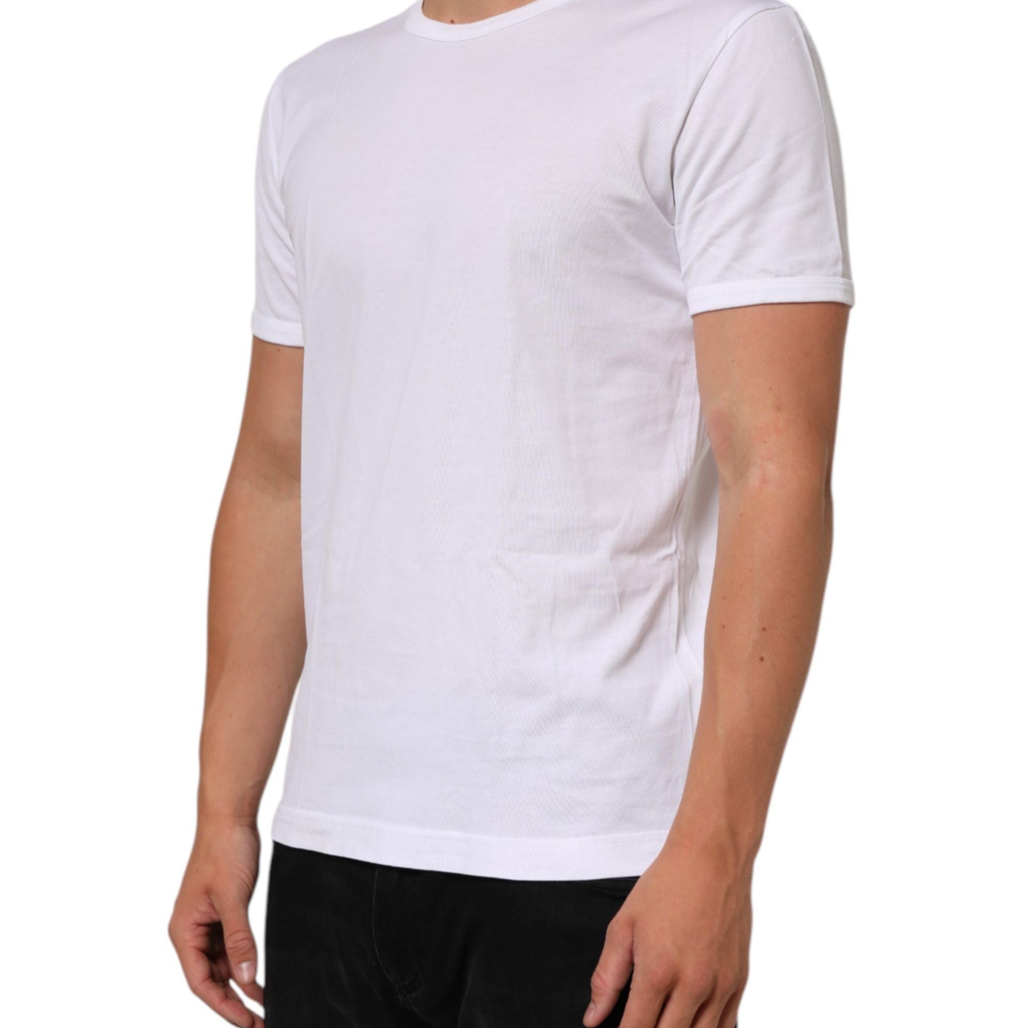 Dolce & Gabbana White Cotton Crew Neck Short Sleeves T-shirt