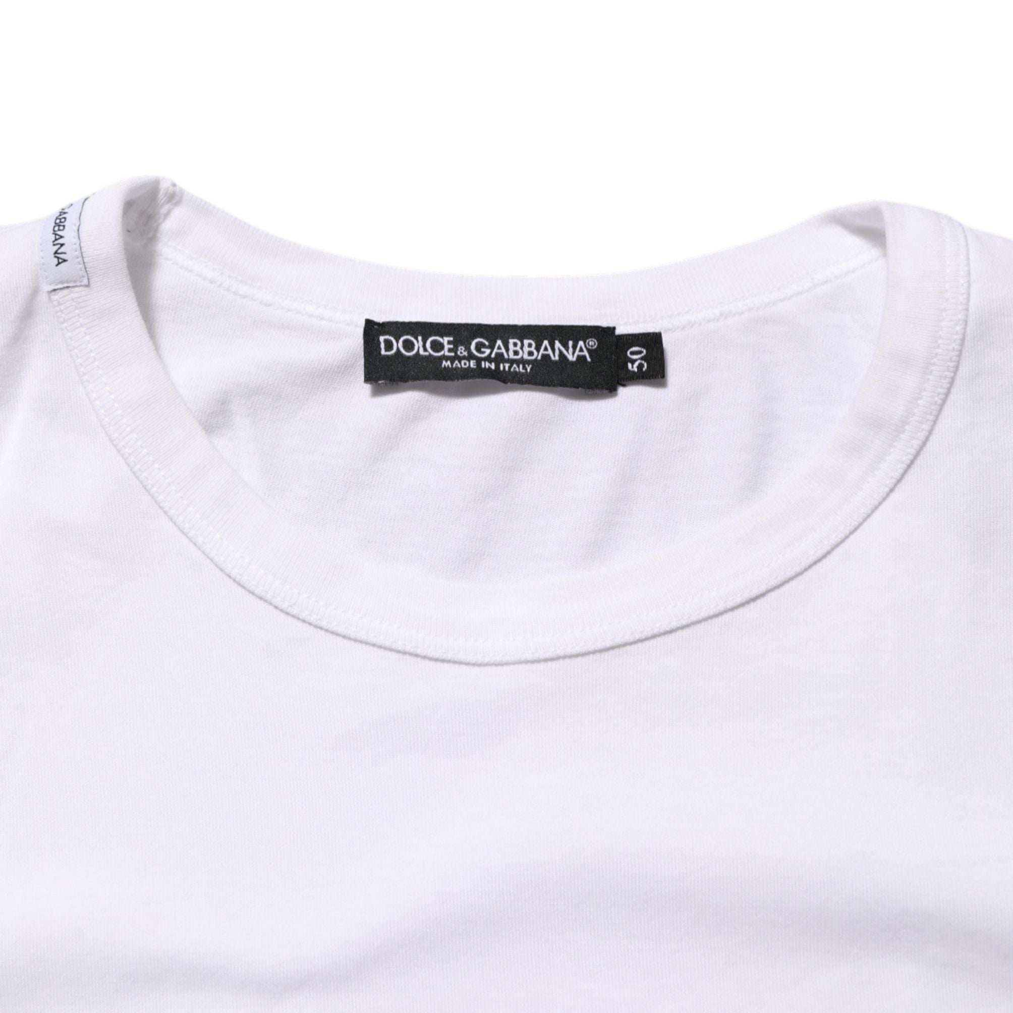 Dolce & Gabbana White Cotton Crew Neck Short Sleeves T-shirt