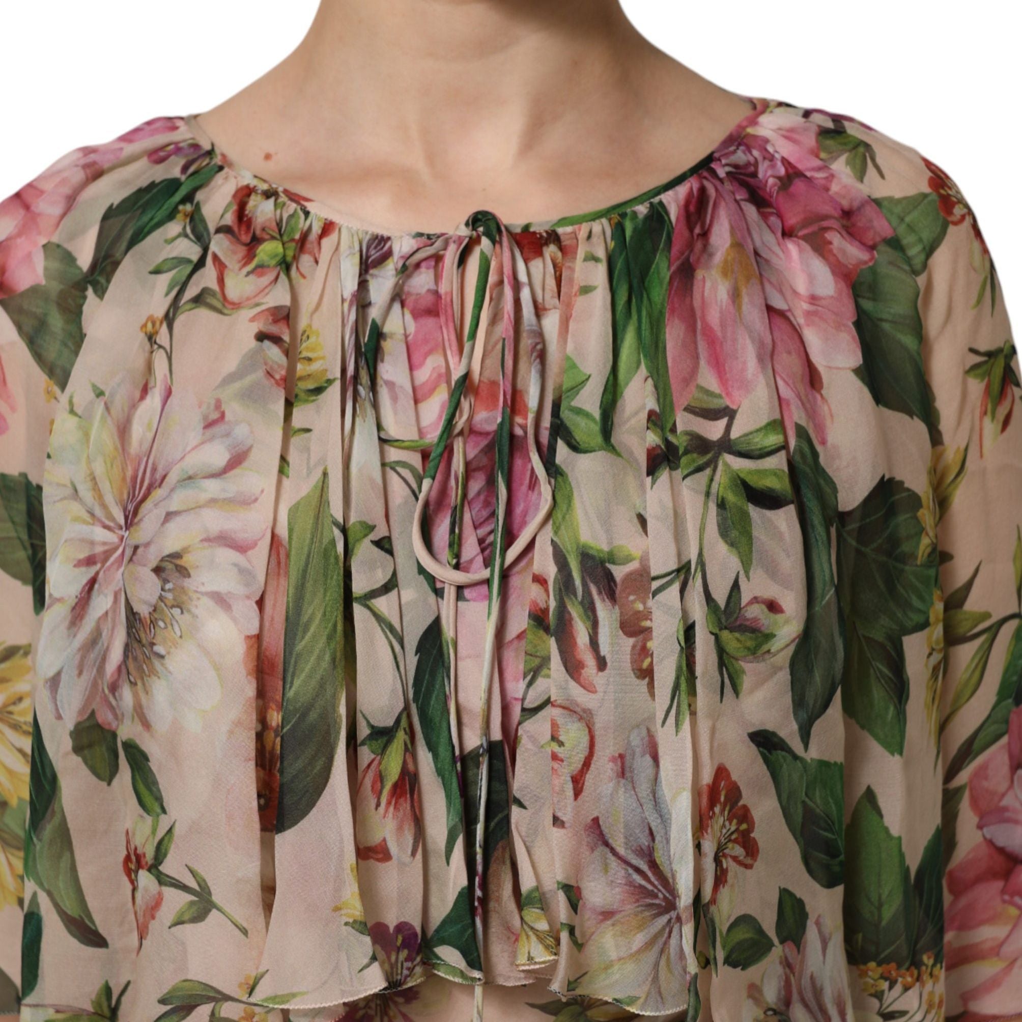 Dolce & Gabbana Multicolor Floral Silk Layered Maxi Dress
