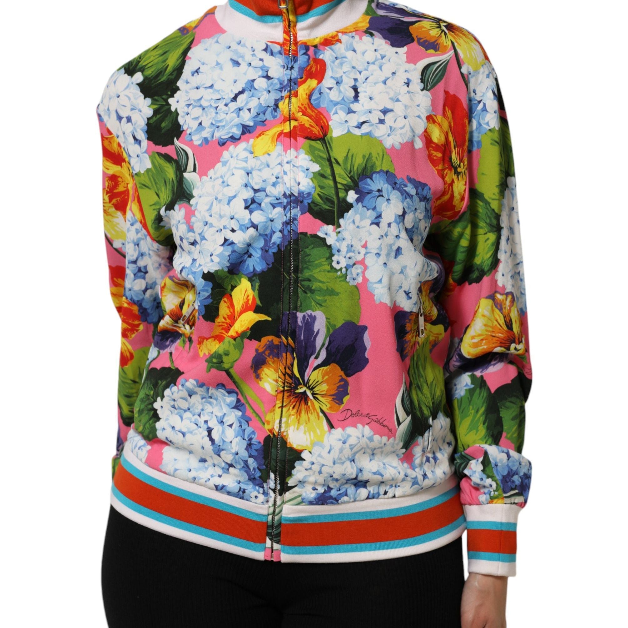 Dolce & Gabbana Multicolor Floral Print Zip Cardigan Jacket