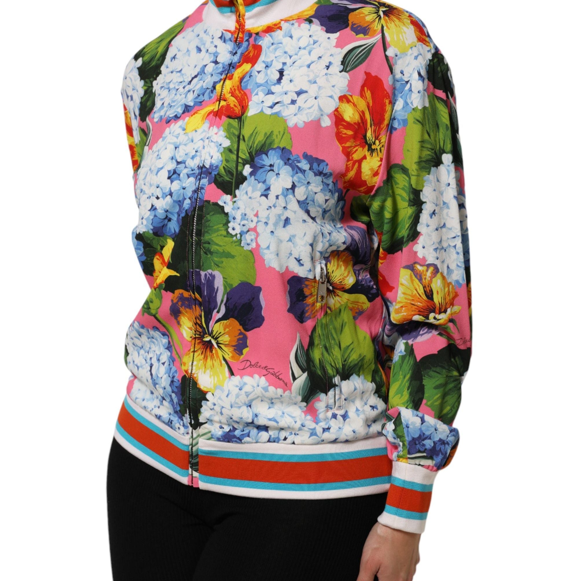 Dolce & Gabbana Multicolor Floral Print Zip Cardigan Jacket