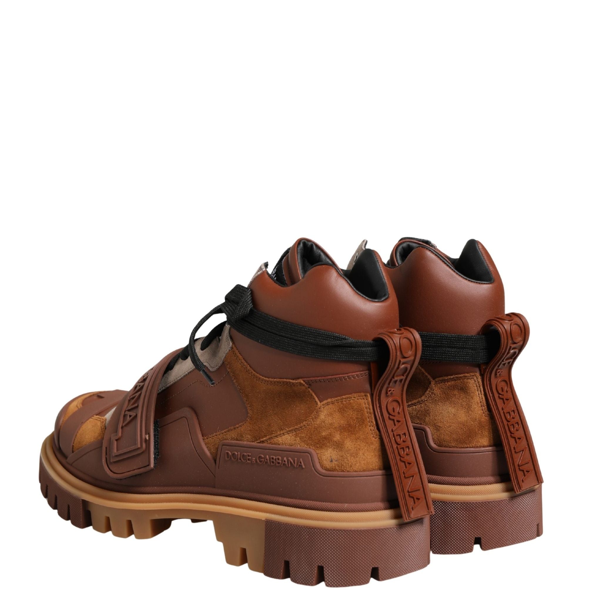 Dolce & Gabbana Brown Leather Trekking-Style Men Boots Shoes