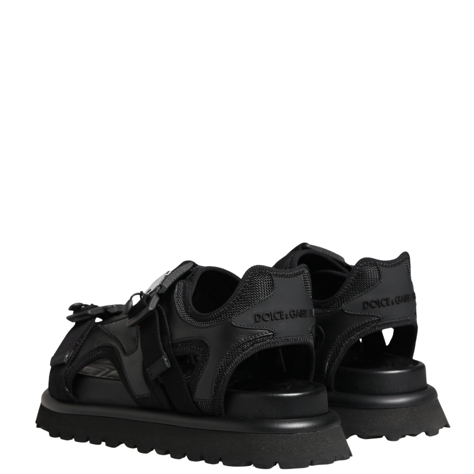 Dolce & Gabbana Black Logo Detailed Men Chunky Sandals Shoes