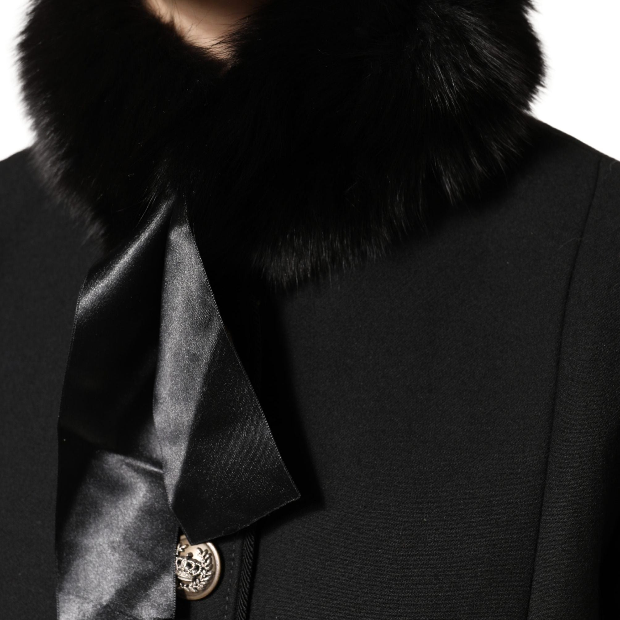 Dolce & Gabbana Black Fur Shoulder Collar Wrap Shawl Scarf