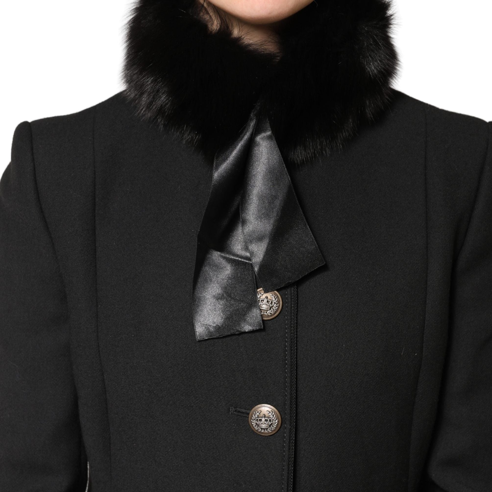 Dolce & Gabbana Black Fur Shoulder Collar Wrap Shawl Scarf