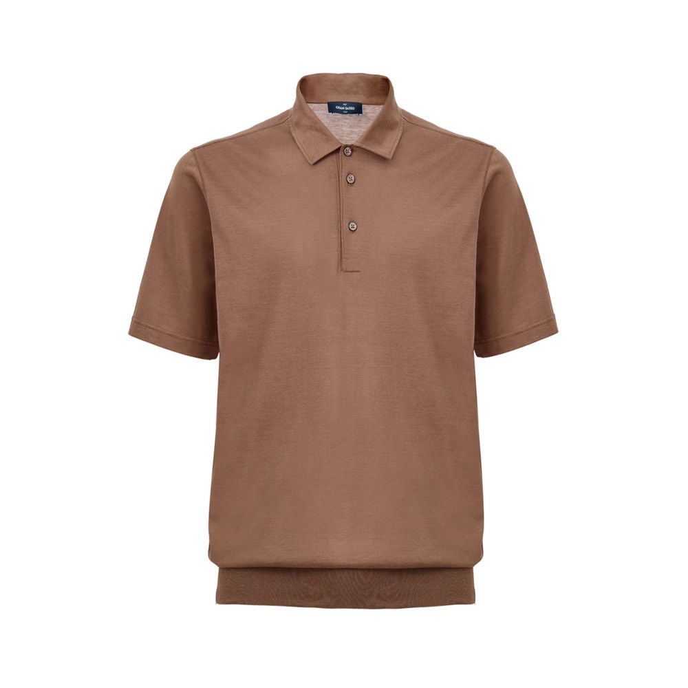 Gran Sasso Brown Silk Polo Shirt