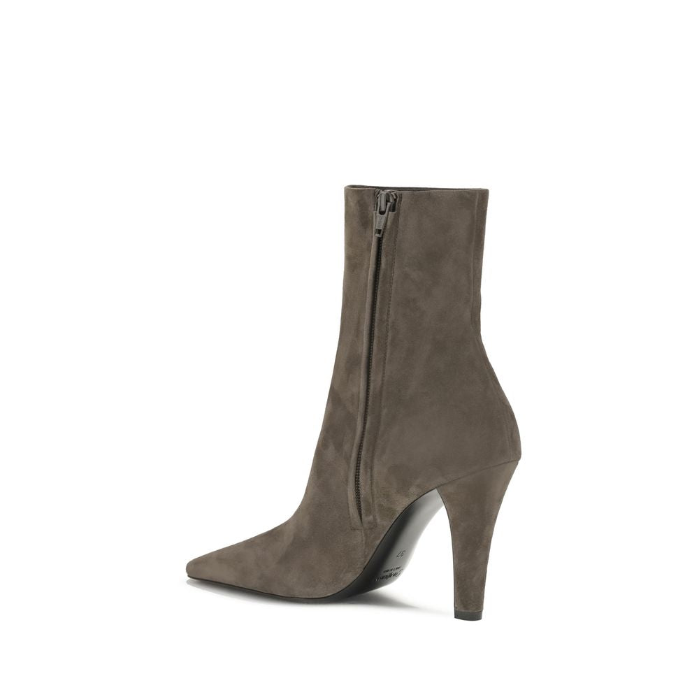 Saint Laurent Gray Calf Leather Bos Taurus Ankle Boots