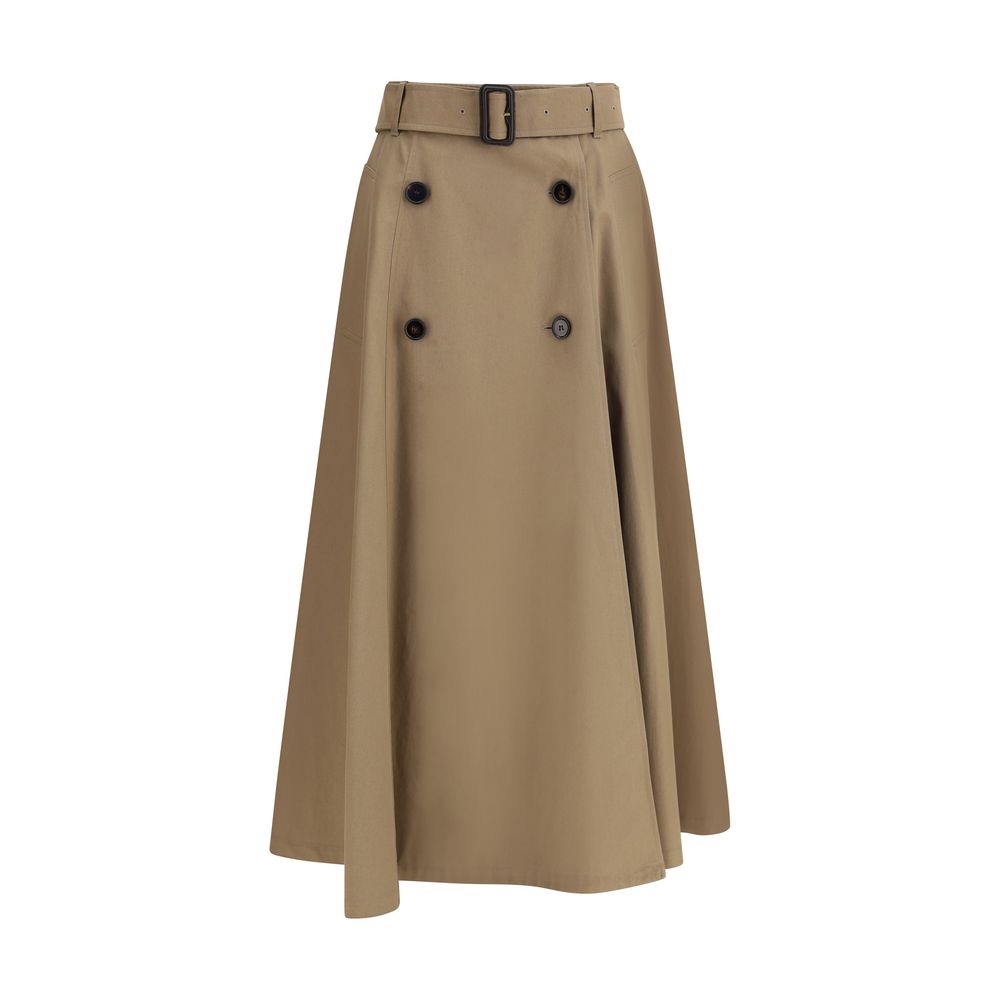 Burberry Brown Cotton Midi Skirt