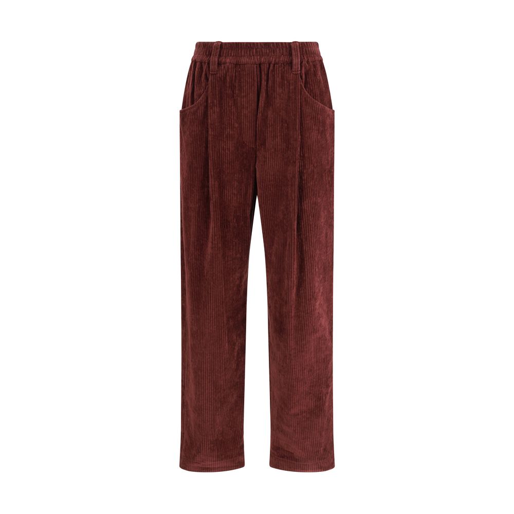 Brunello Cucinelli Bordeaux Cotton Casual Pants