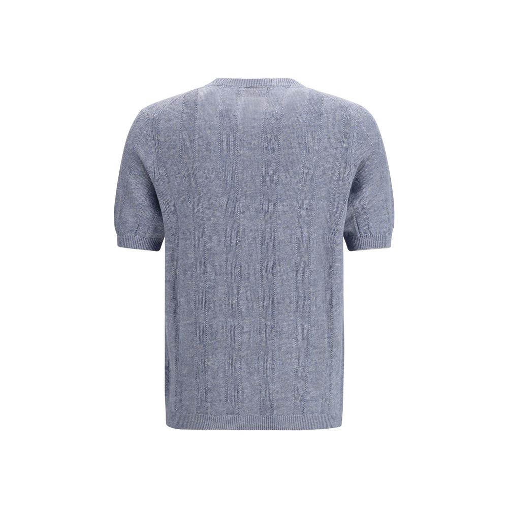 Brunello Cucinelli Blue Linen T-Shirt