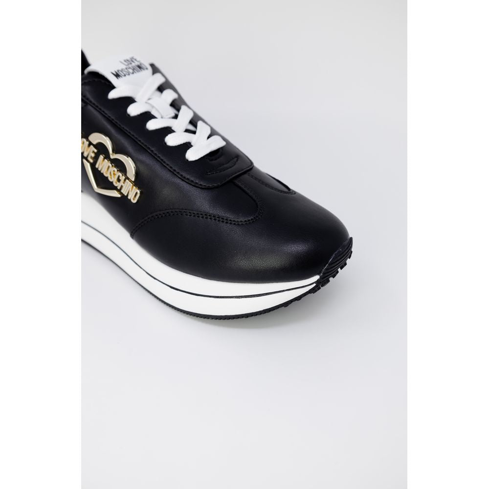 Love Moschino Black Leather Low Top Sneakers