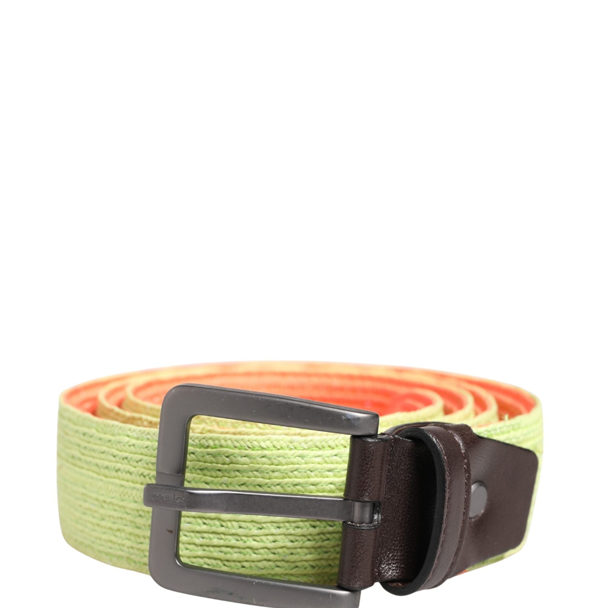 Malo Green Orange Braided Metal Buckle Waist Cintura Belt