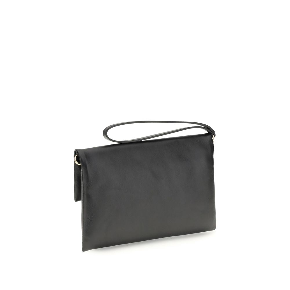 Fendi Black Calf Leather Bos Taurus Clutch Bag