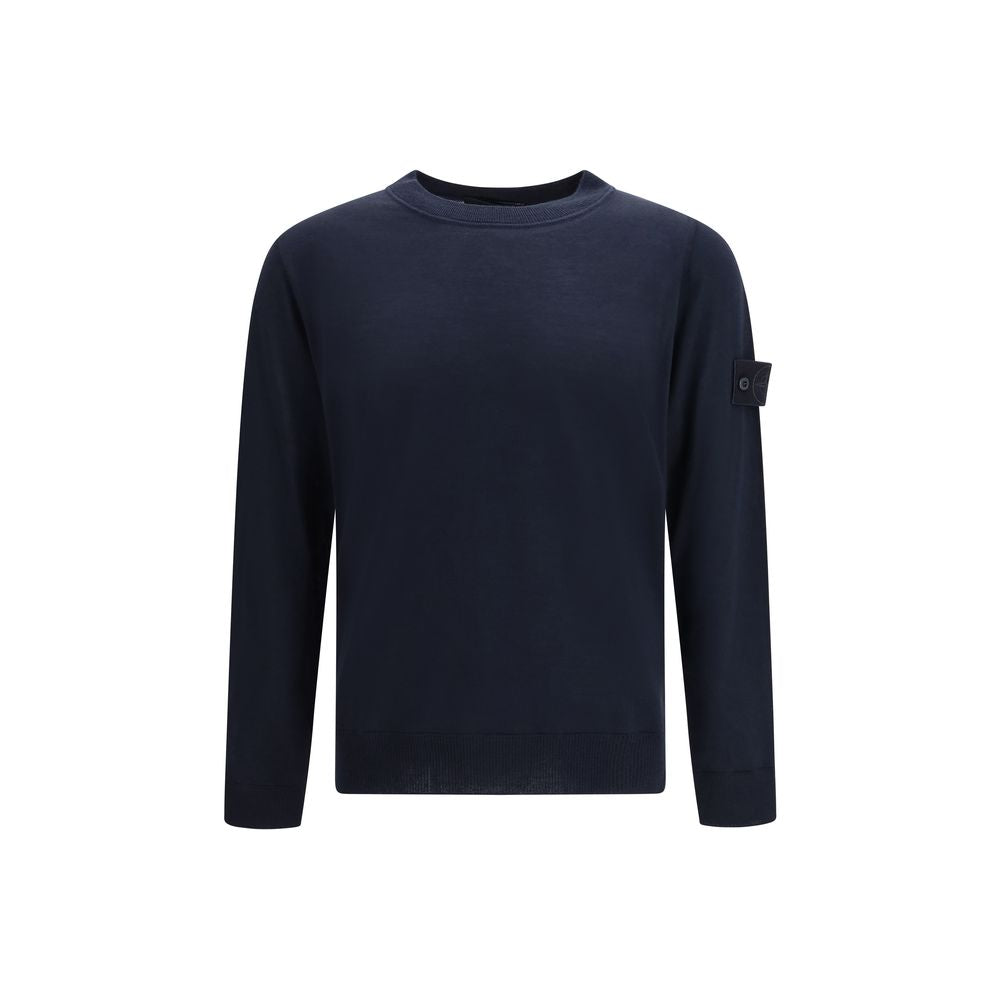 Stone Island Blue Fleece Wool Sweatshirt