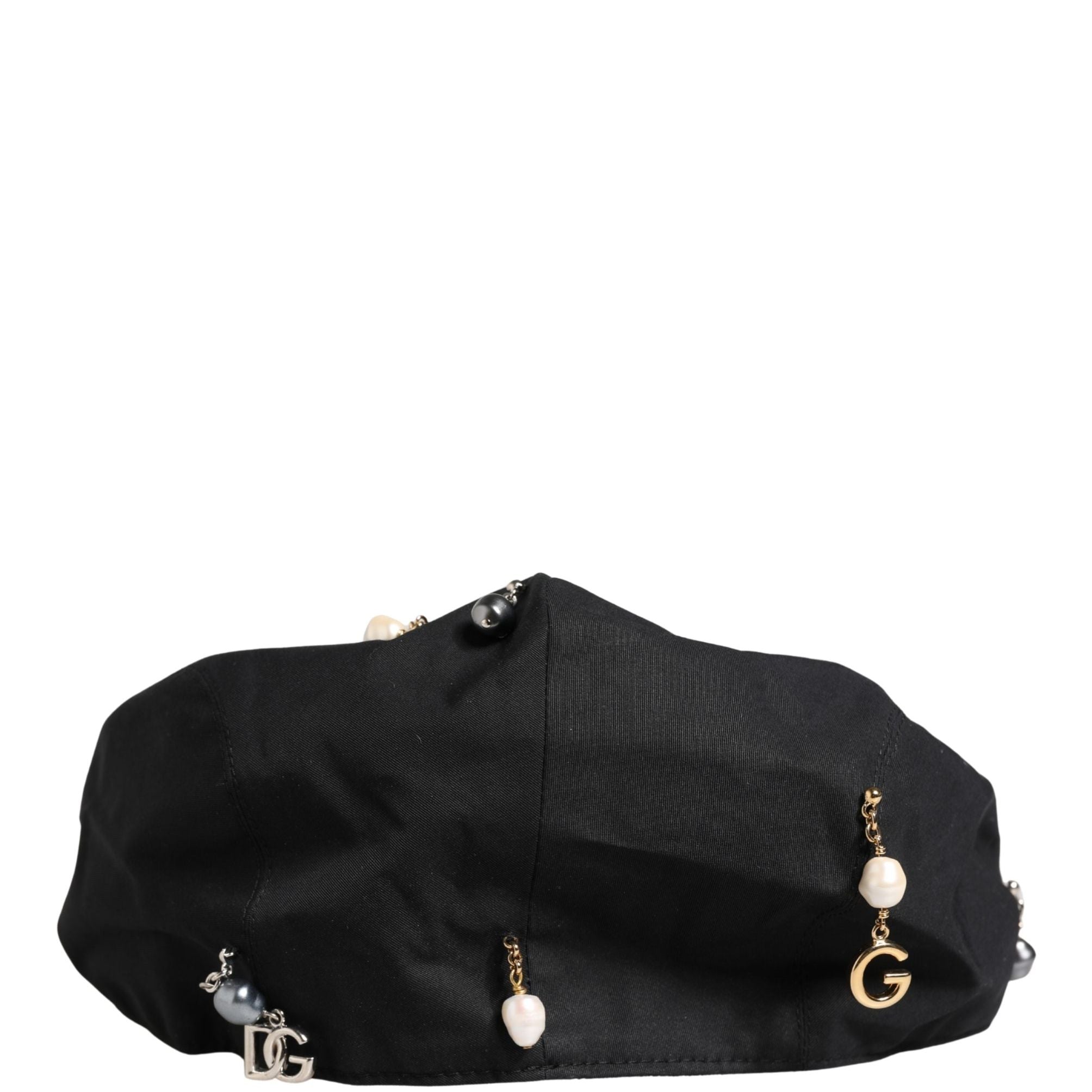 Dolce & Gabbana Men Black Cotton Embellished Newsboy Capello Hat