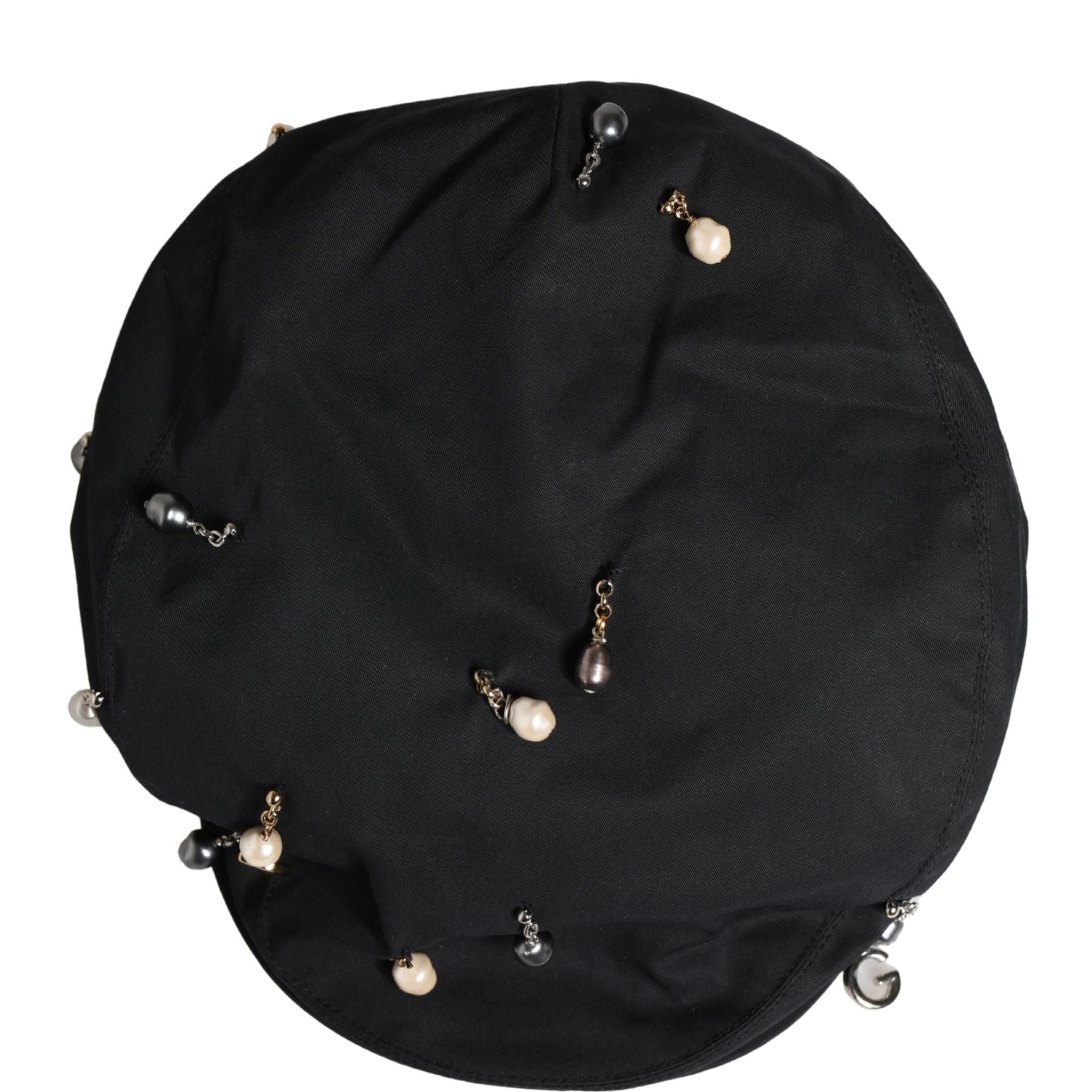 Dolce & Gabbana Men Black Cotton Embellished Newsboy Capello Hat