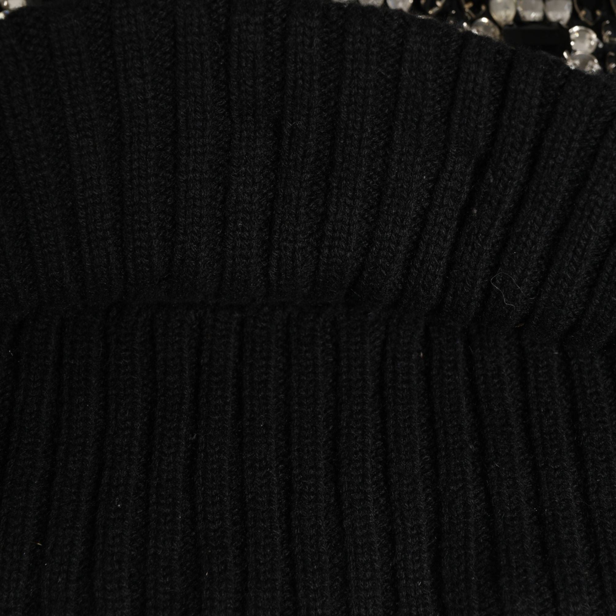 Dolce & Gabbana Black Wool Crystal Embellished Balaclava Hat