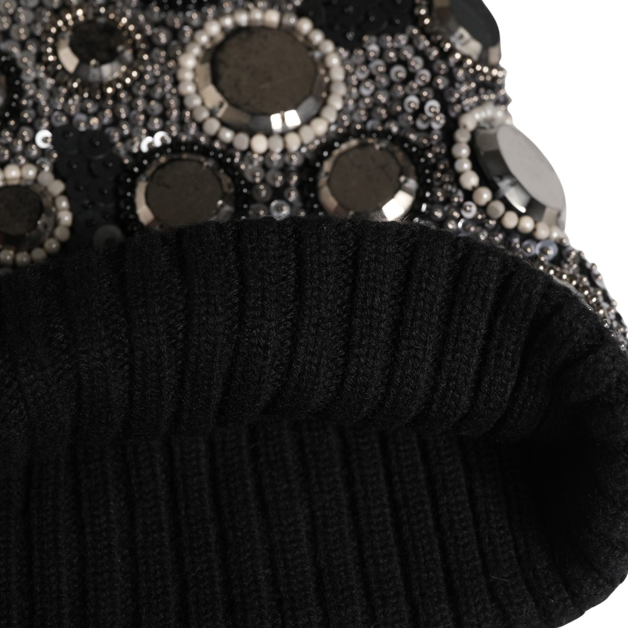 Dolce & Gabbana Black Wool Crystal Embellished Balaclava Hat