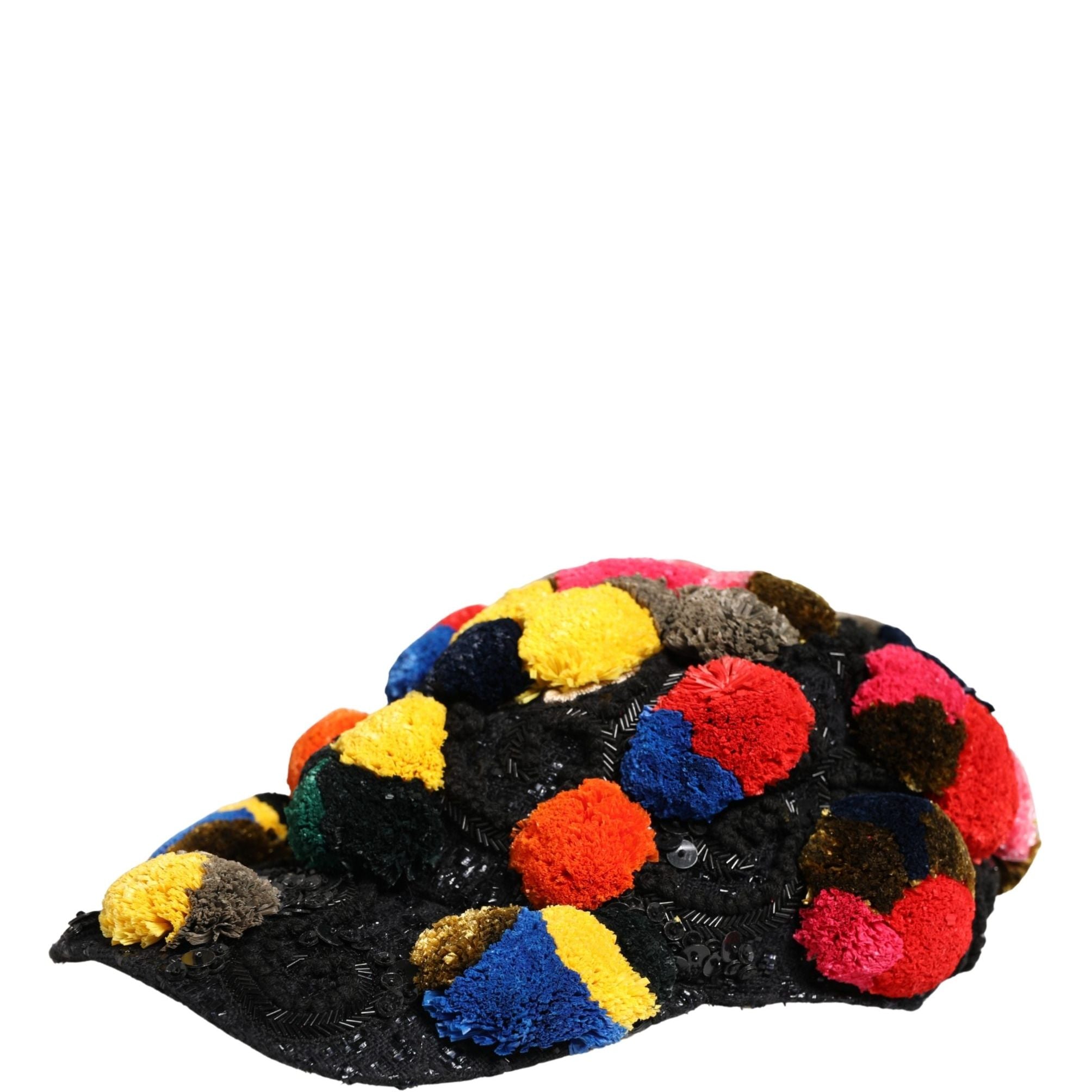 Dolce & Gabbana Multicolor Pom Poms Sequin Embellishment Hat