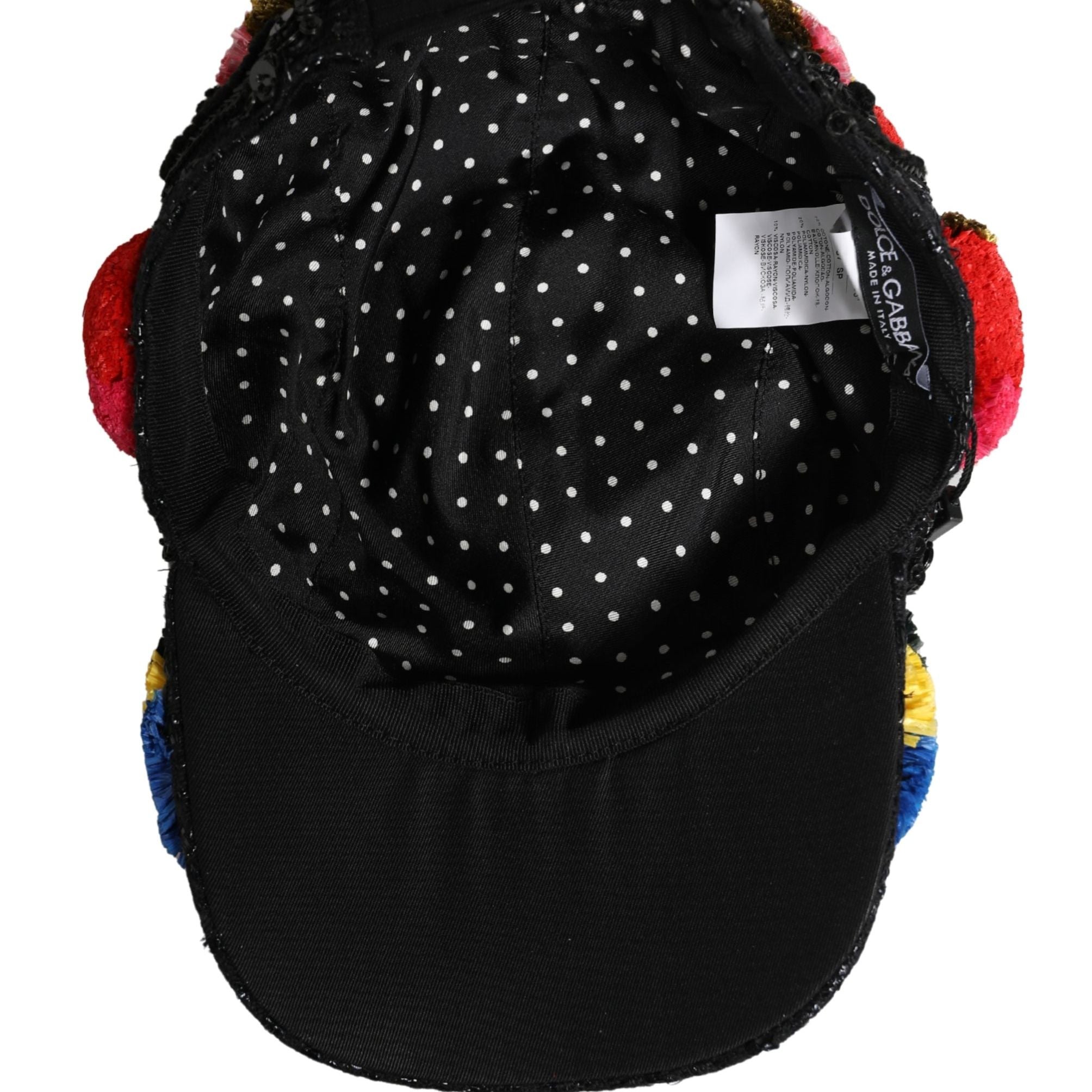 Dolce & Gabbana Multicolor Pom Poms Sequin Embellishment Hat