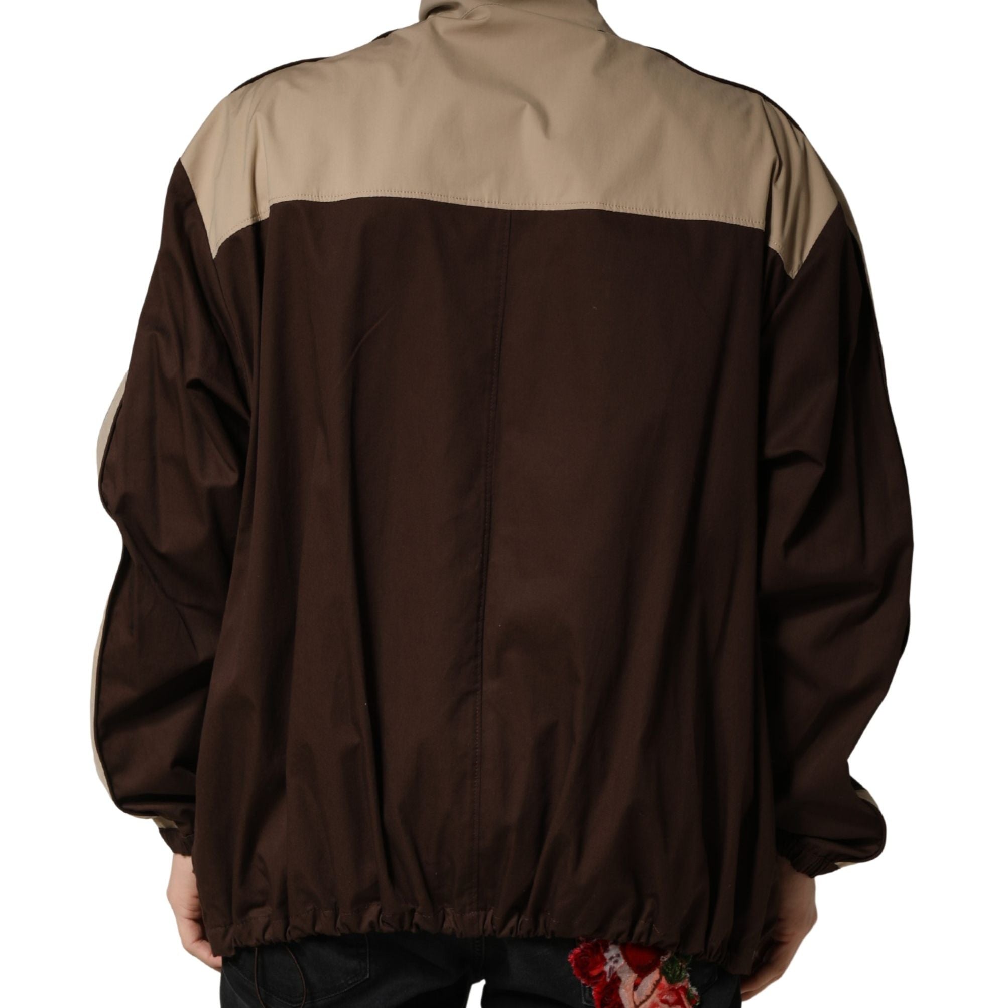 Dolce & Gabbana Brown Beige Cotton Zip Windbreaker Jacket