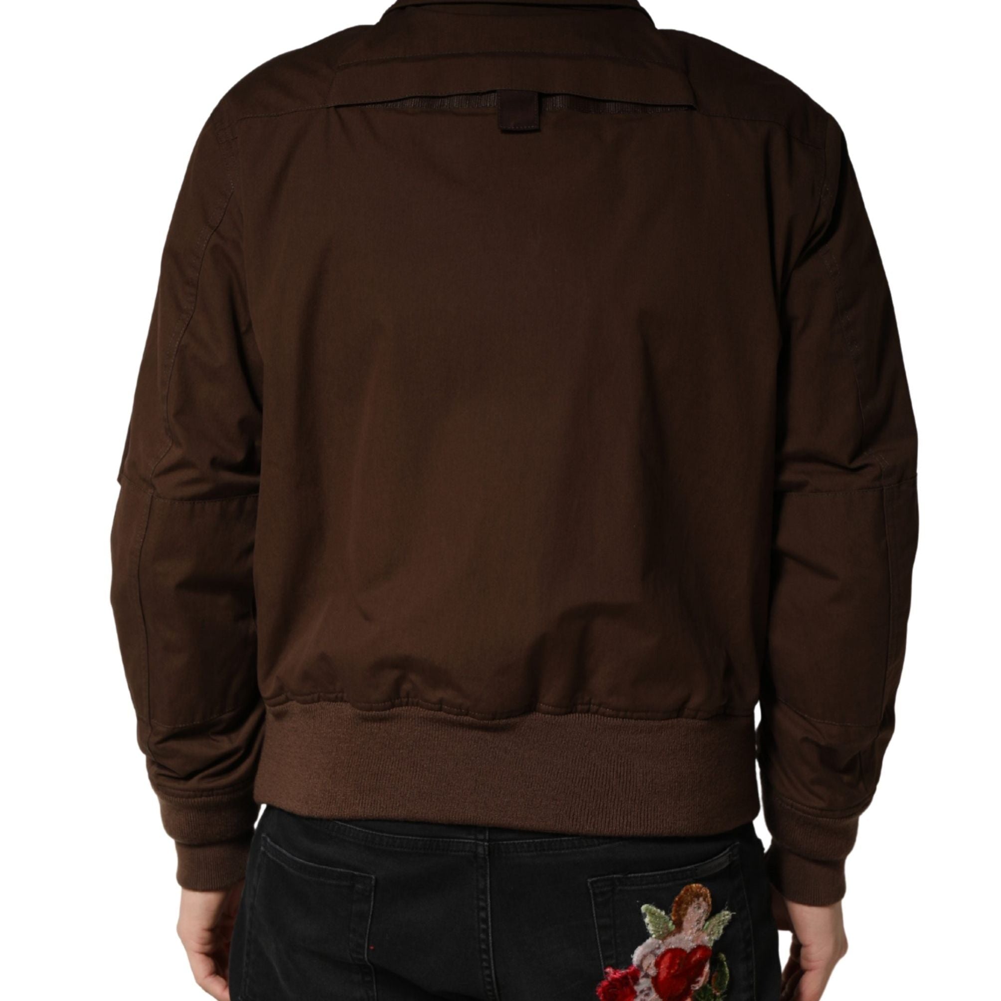 Dolce & Gabbana Brown Cotton Stretch Full Zip Bomber Jacket