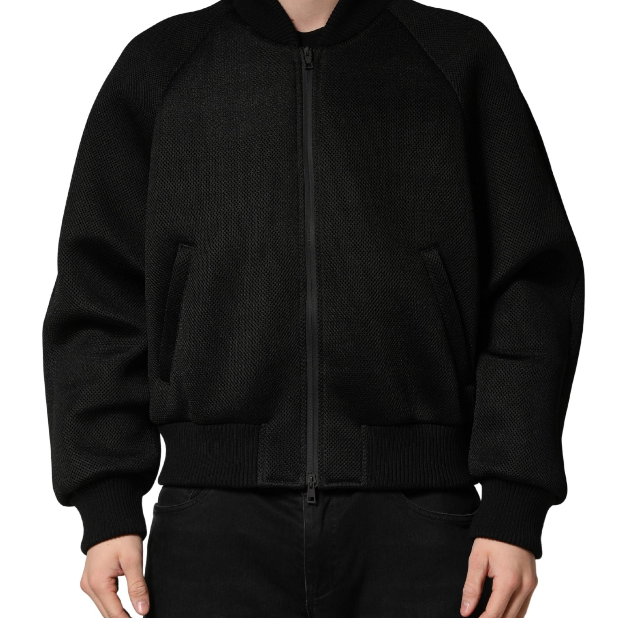Dolce & Gabbana Men Black Nylon Full Zip Bomber Jacket