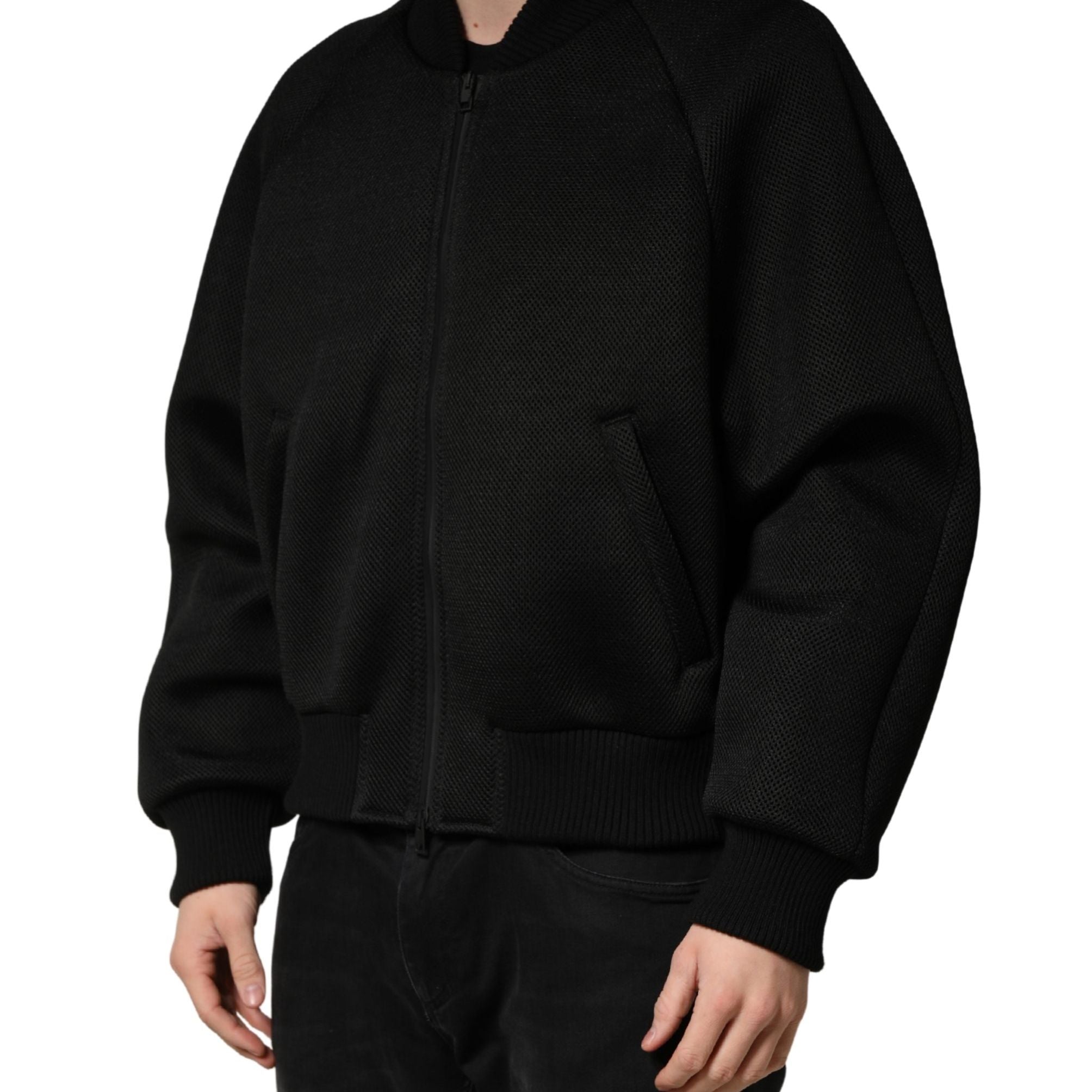Dolce & Gabbana Men Black Nylon Full Zip Bomber Jacket