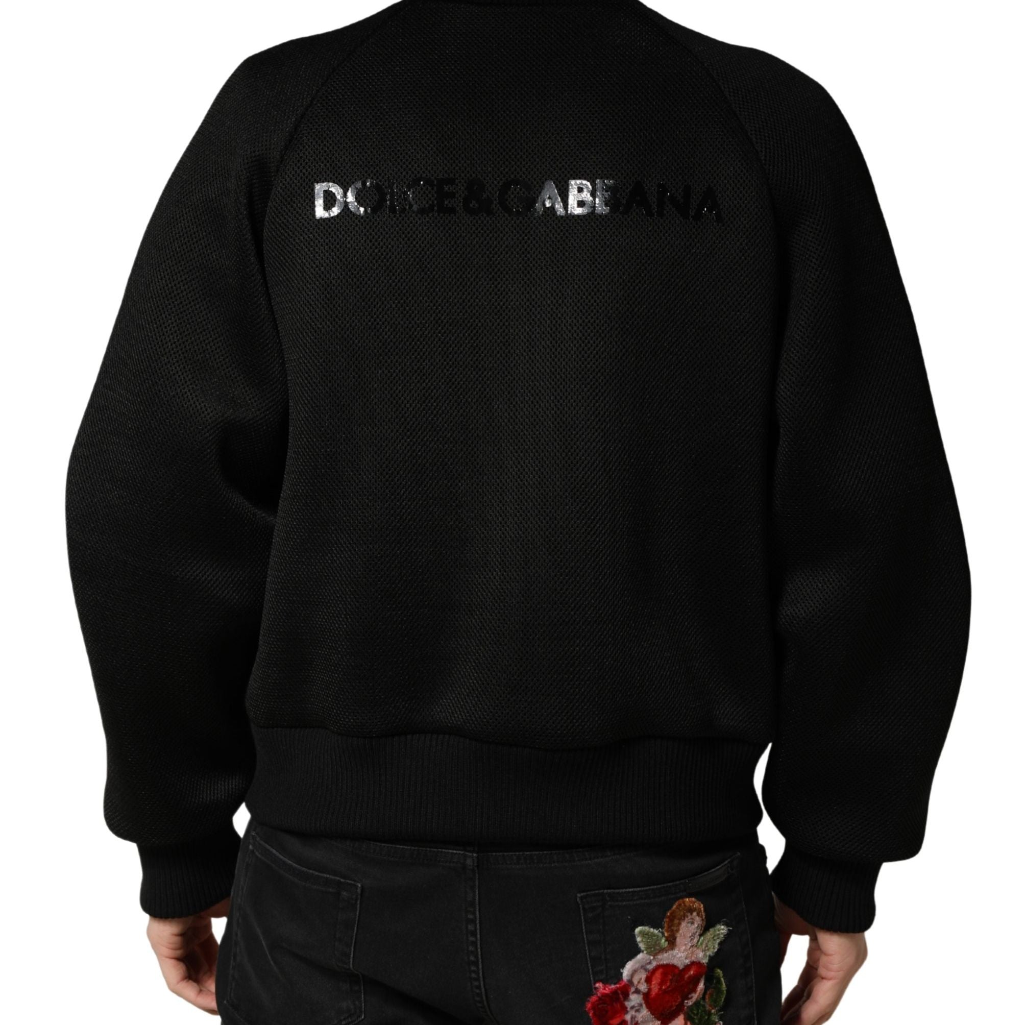 Dolce & Gabbana Men Black Nylon Full Zip Bomber Jacket