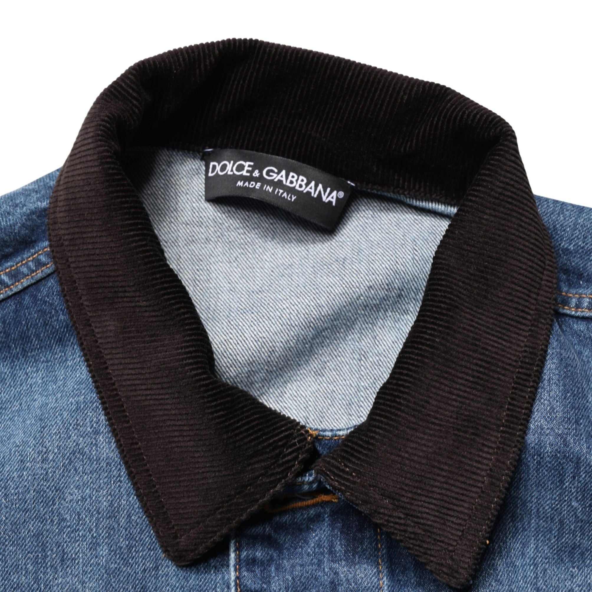 Dolce & Gabbana Black Blue Cotton Denim Blouson Men Jacket
