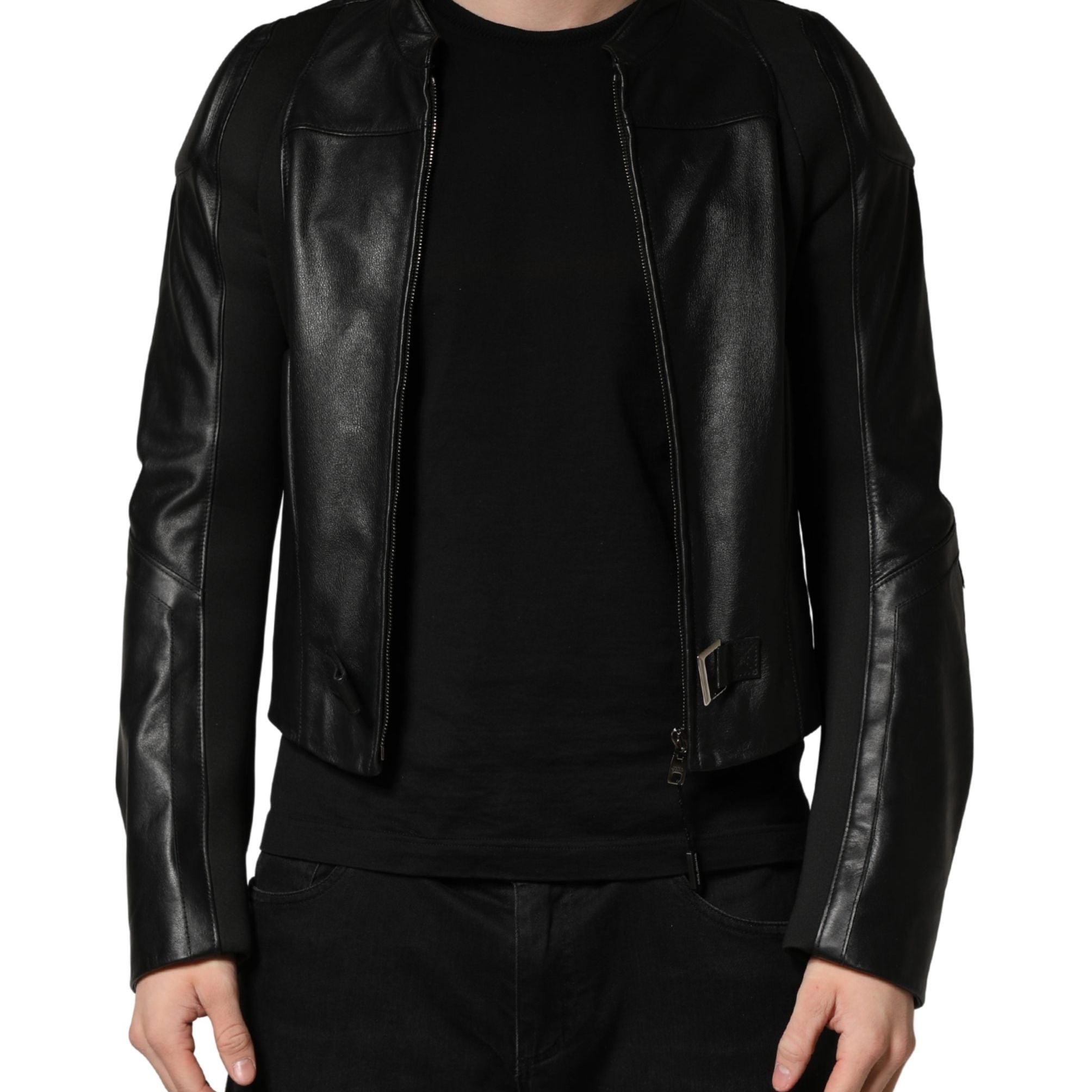 Dolce & Gabbana Black Nylon Full Zip Men Biker Coat Jacket
