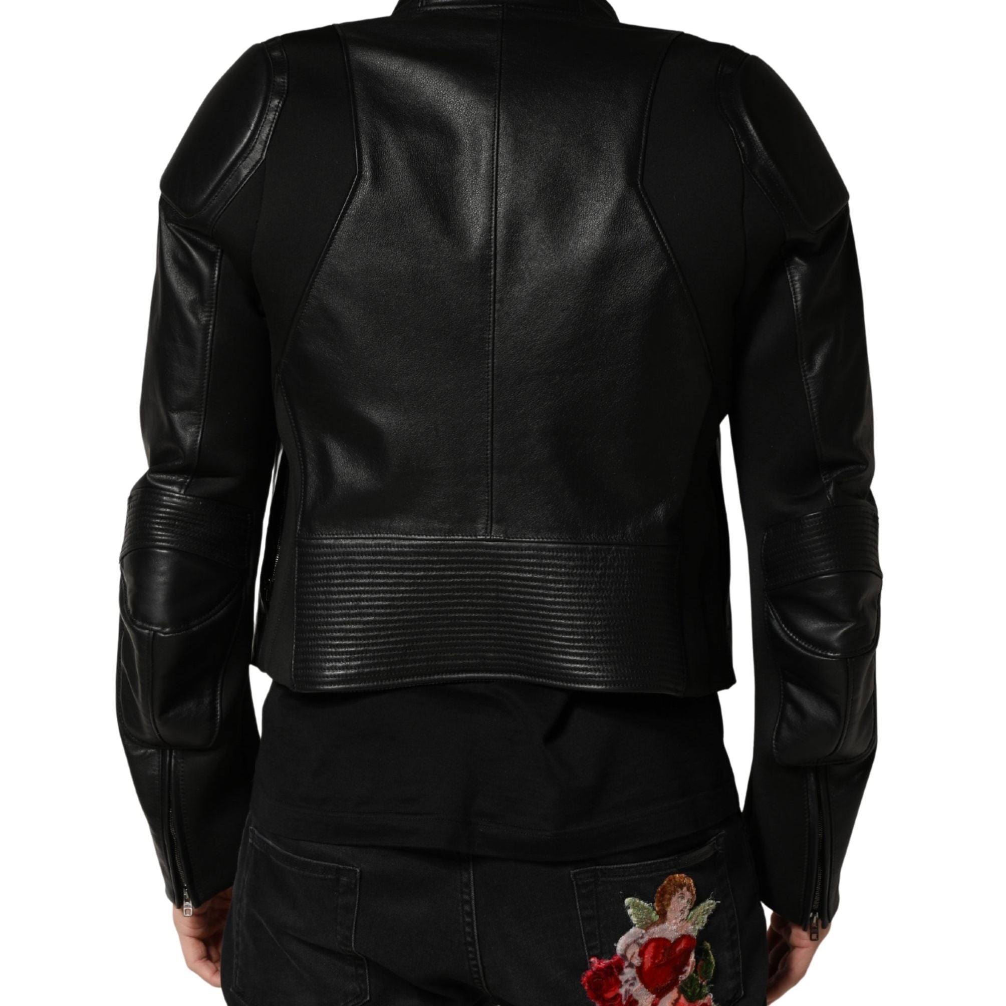 Dolce & Gabbana Black Nylon Full Zip Men Biker Coat Jacket