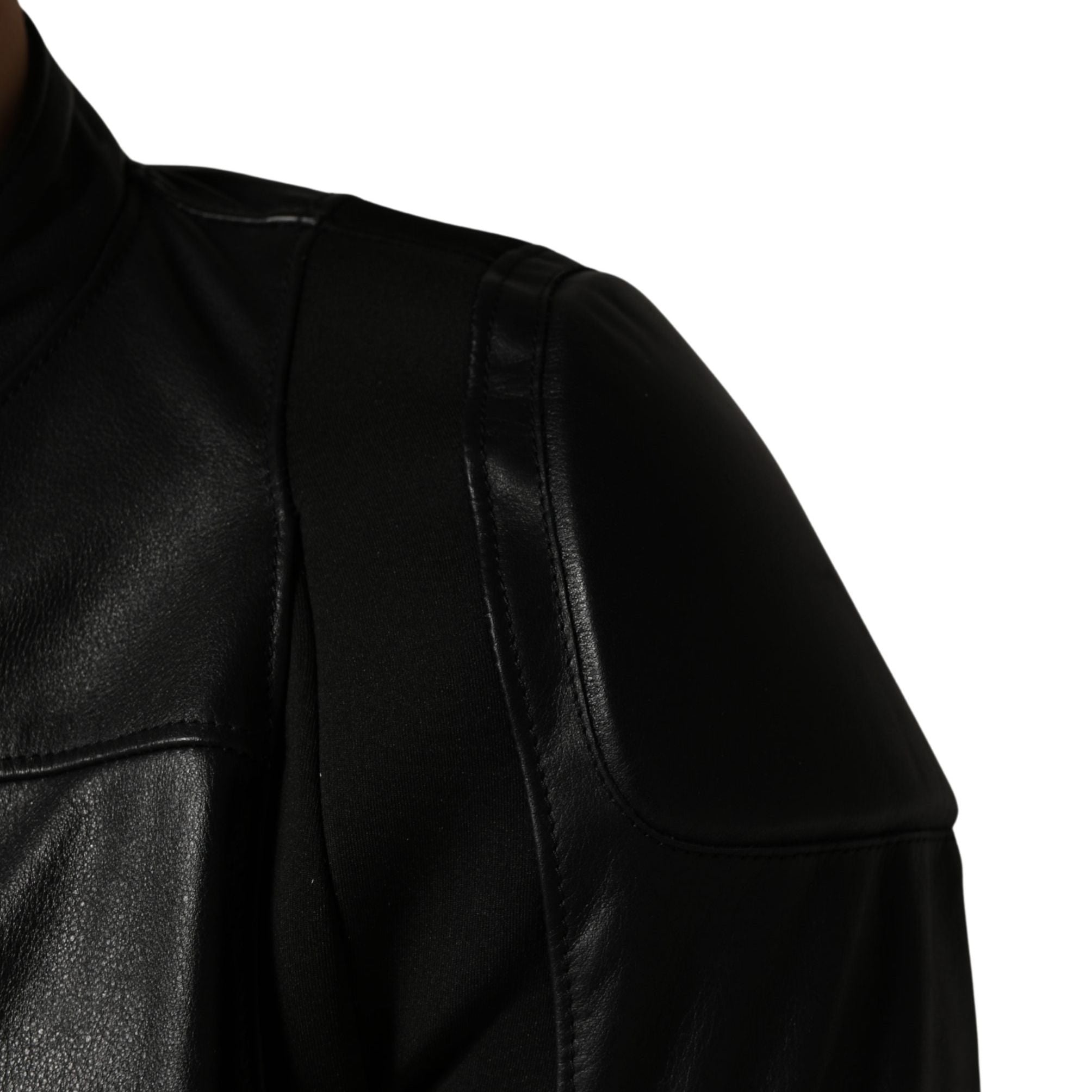 Dolce & Gabbana Black Nylon Full Zip Men Biker Coat Jacket