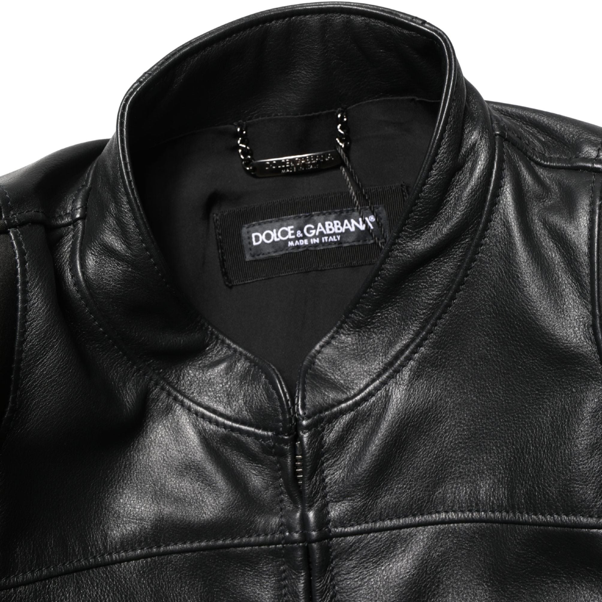 Dolce & Gabbana Black Nylon Full Zip Men Biker Coat Jacket